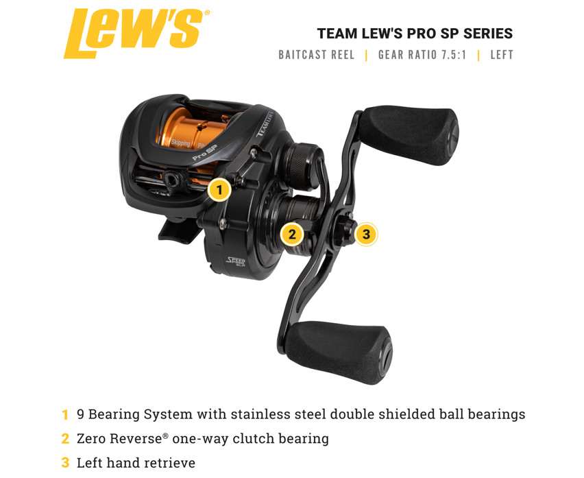 Lew’s Team Lew’s Pro SP PSP1SHL Speed Spool SLP Left Hand Retrieve Skipping Reel