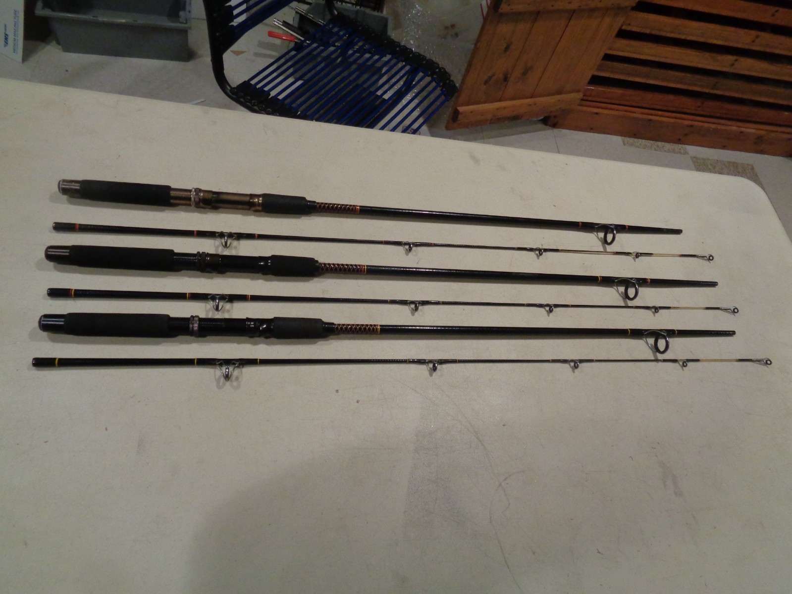 3 Vintage Shakespeare Ugly Stik SP 1100, 6′ 6″ Medium, 2 Pc. Spinning Rods, USA