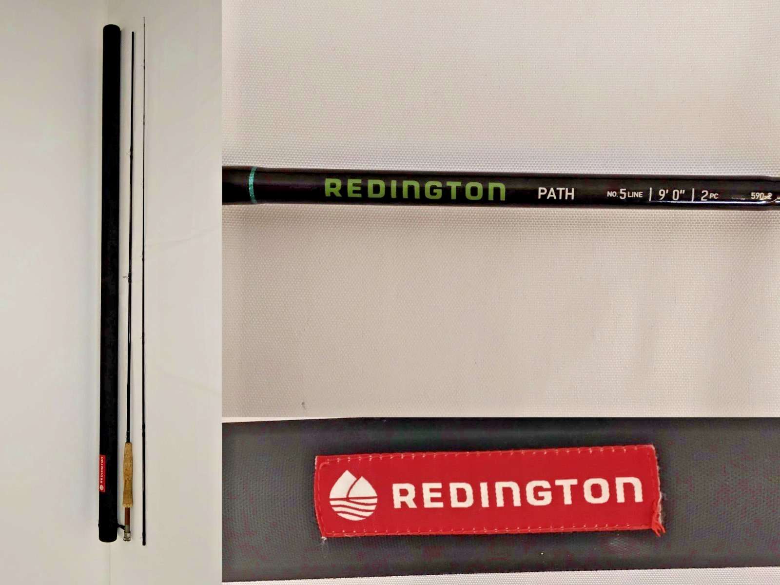Redington Path Fly Fishing Rod 2 pc 9 ft 590-2 w/ Zip Up Hard Case #J4633