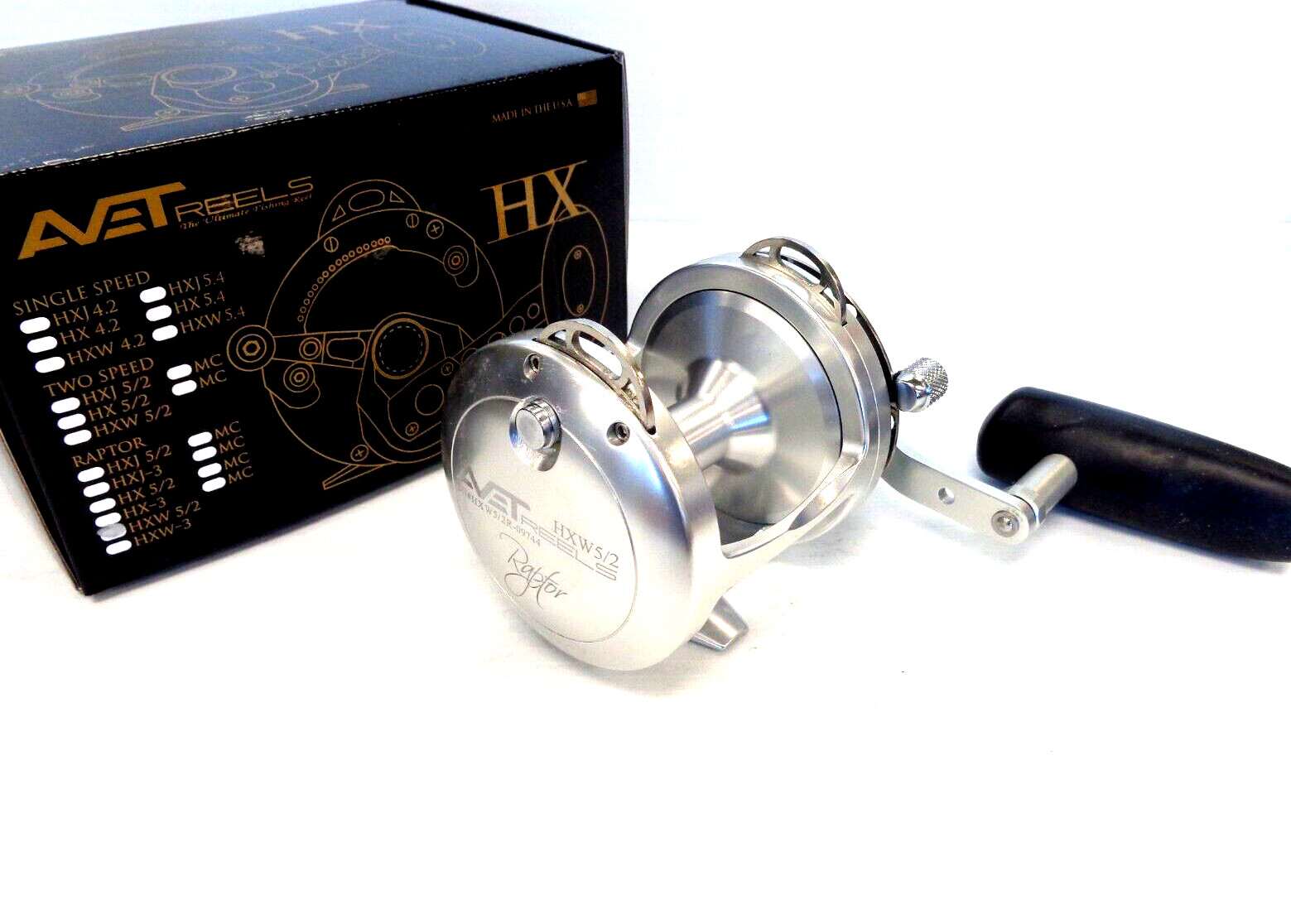 Avet HXW5/2 RAPTOR Two-Speed Lever Drag Reel  – Right Handed – SILVER