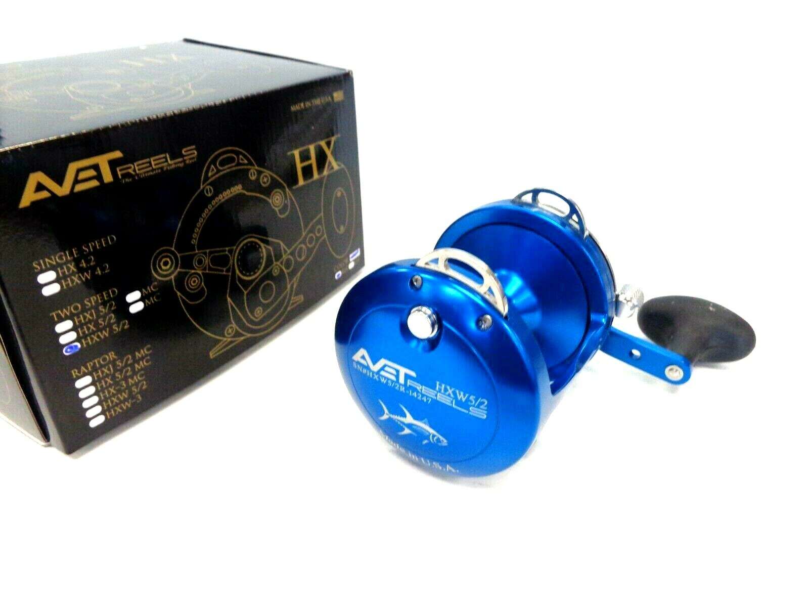 Avet HXW5/2 Two-Speed Lever Drag Reel HXW 5/2 – Right Handed – BLUE – NEW
