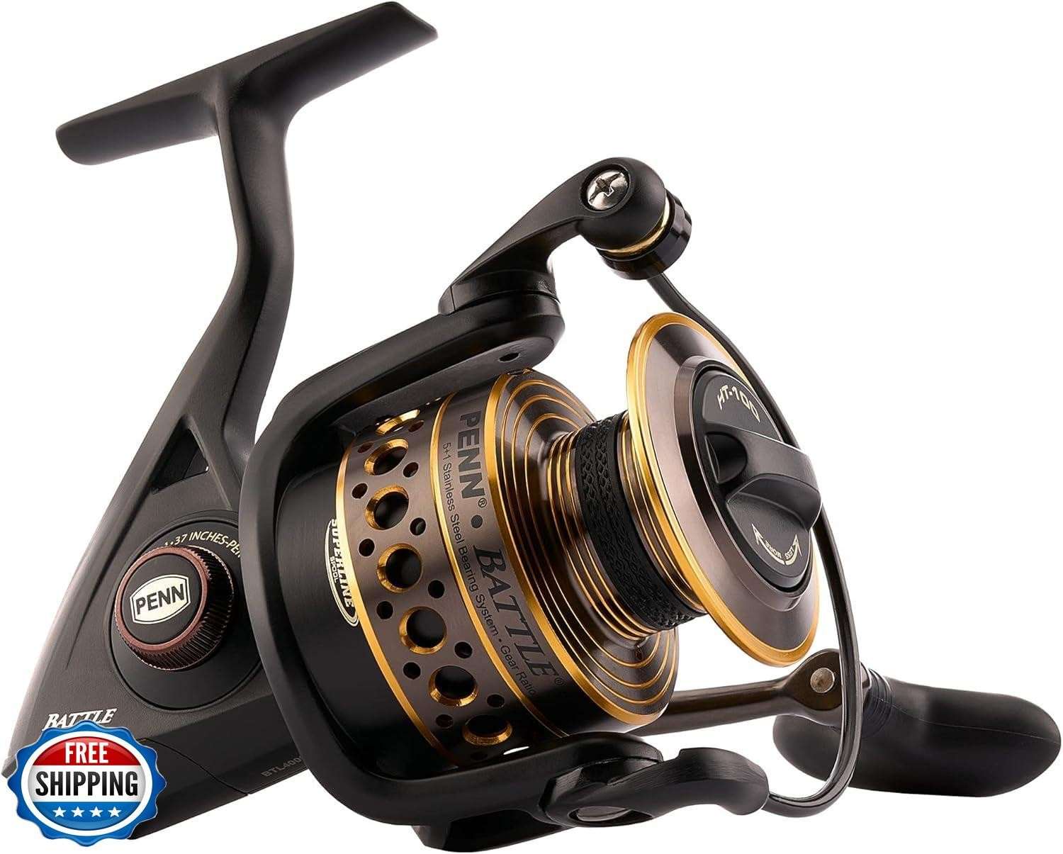 PENN Battle Spinning Fishing Reel, Black, 5000