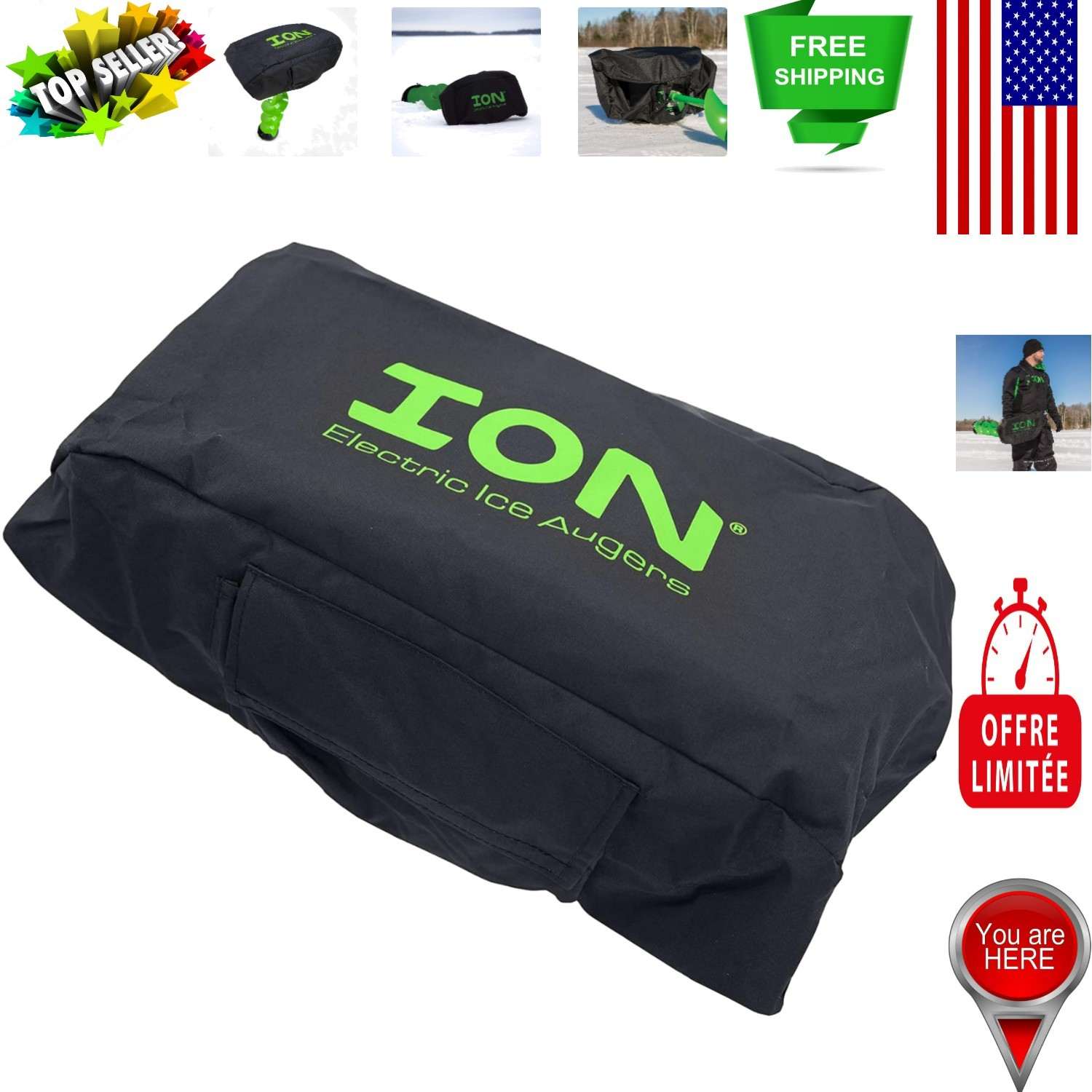 Durable Black Powerhead Cover for ION Ice Auger – Safeguards Against Elements