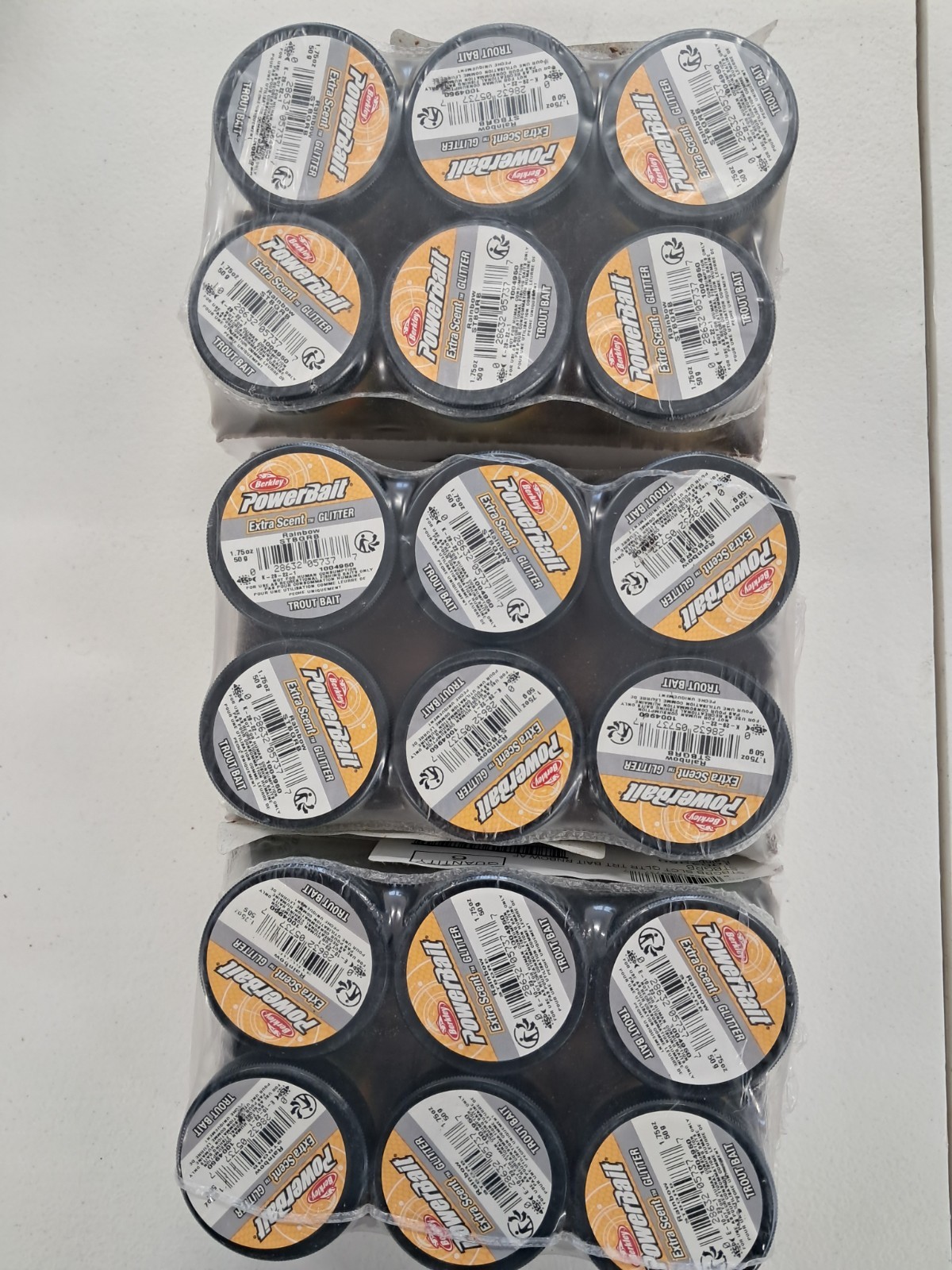 Berkley PowerBait Extra Scent Glitter Rainbow Trout Bait 1.75Oz  3 pkgs. of 6