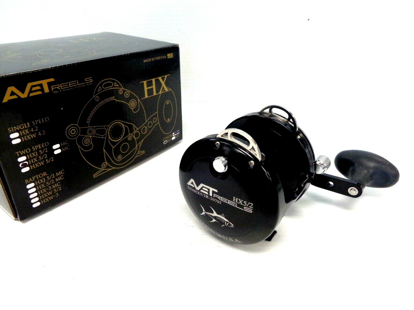 Avet HX5/2 Two-Speed Lever Drag Casting Reel HX 5/2 – Right Handed – BLACK