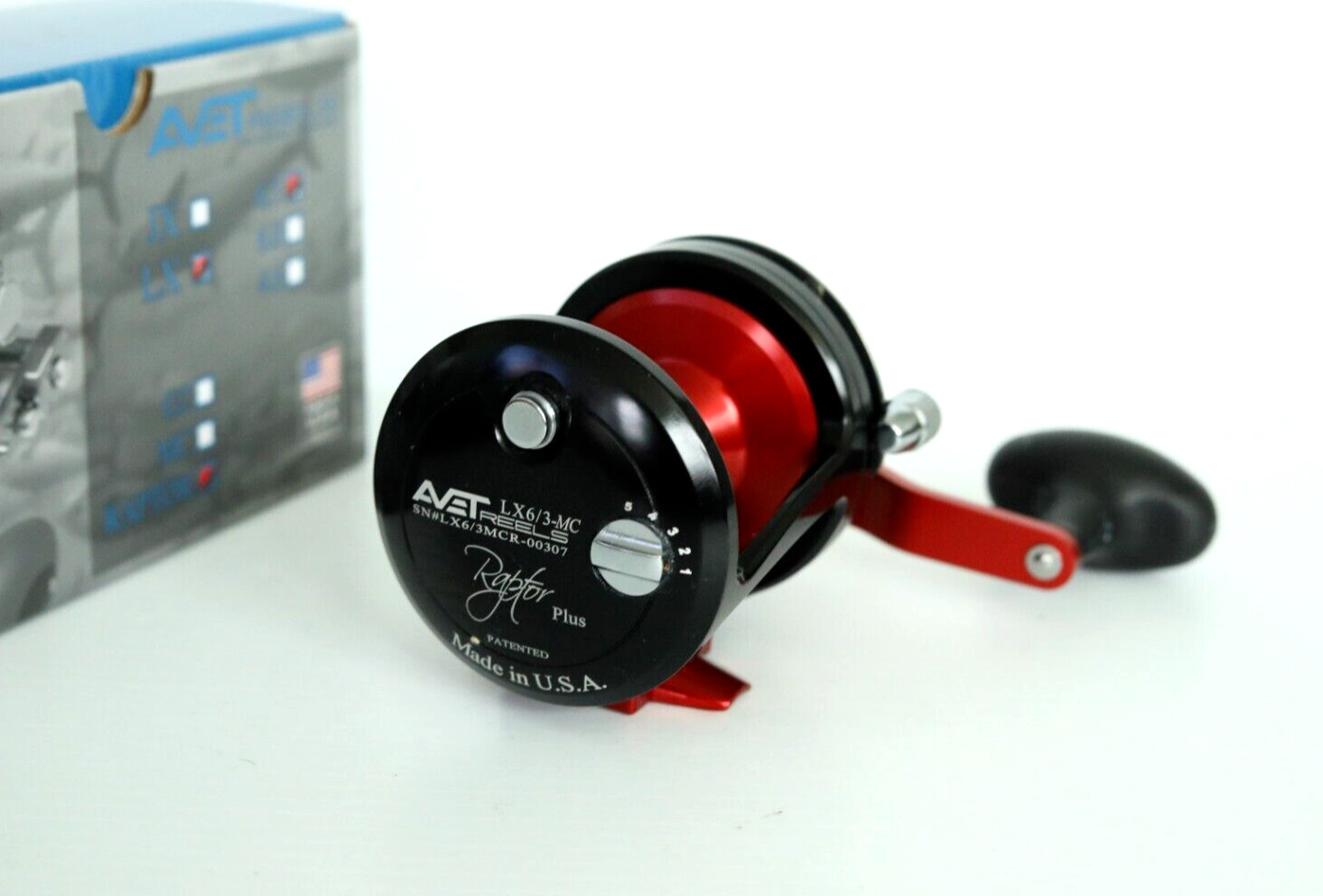 Avet LX6/3 MC RAPTOR PLUS 2-Speed Lever Drag Reel BLACK RED Limited – Right Hand