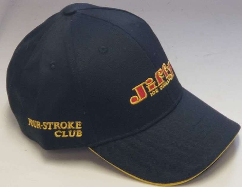 Jiffy Ice Auger Black Baseball Cap Hat Adjustable Strap Ice Fishing Four Stroke