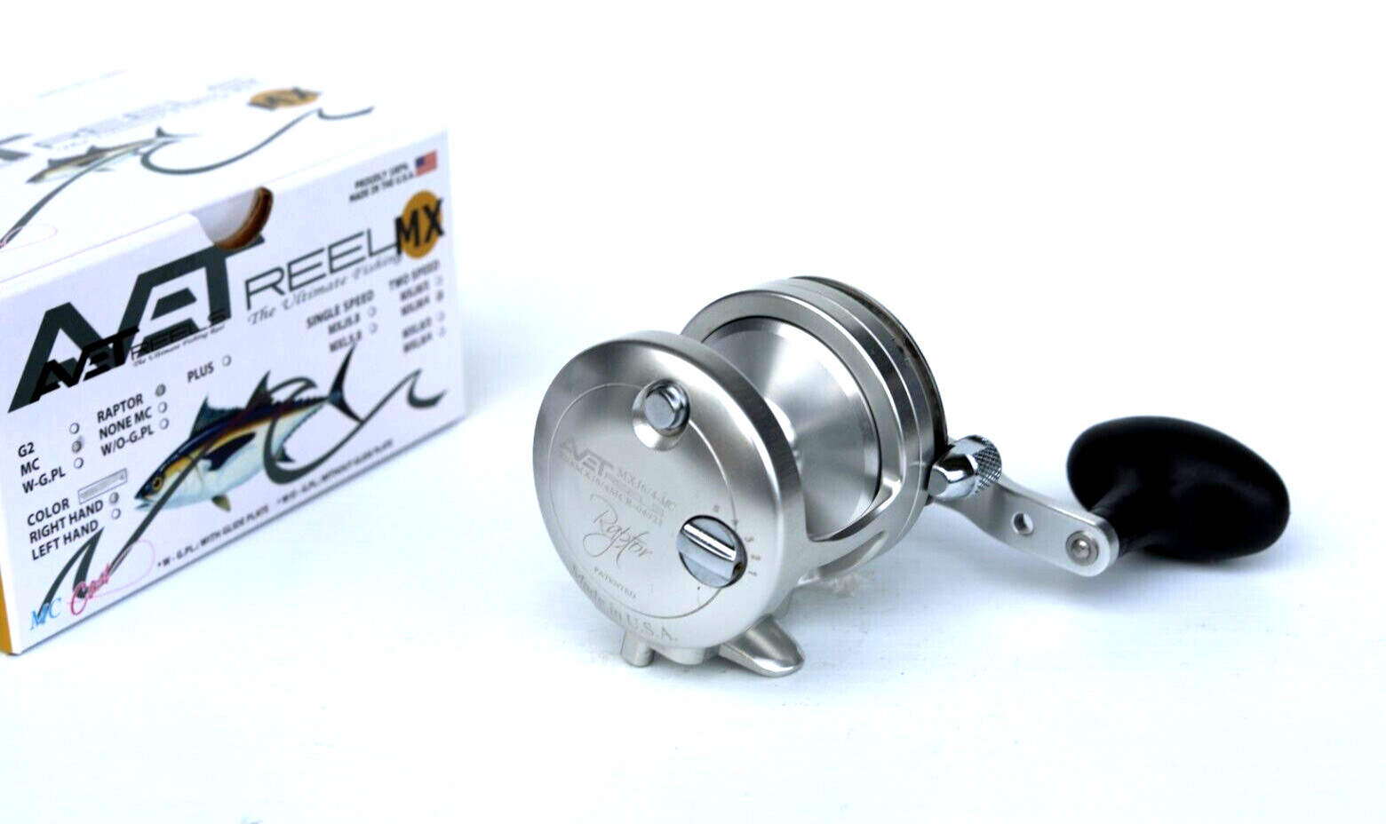 Avet MXJ6/4 MC RAPTOR Two-Speed Lever Drag Reel – SILVER – Right Handed