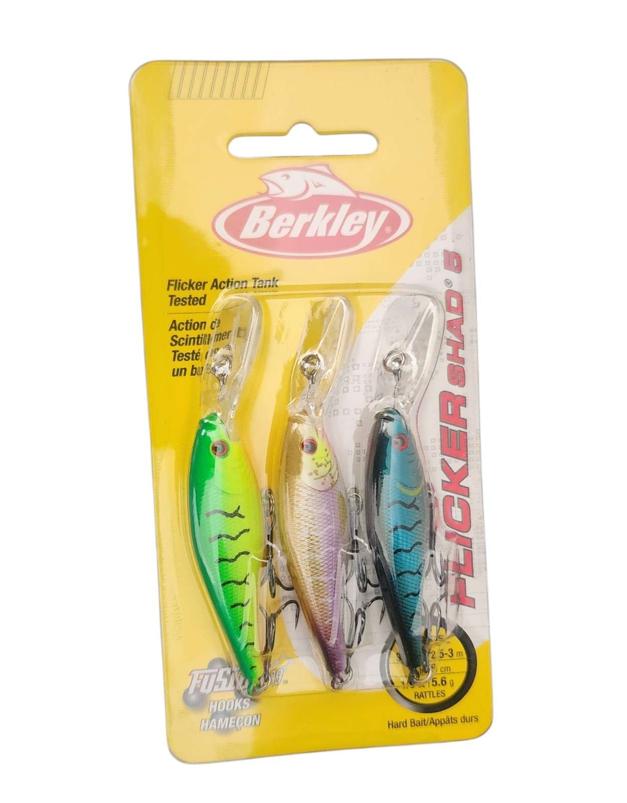 3 lures berkley flicker shad size 5 rattle 2″ 1/5oz assortment crank firetiger