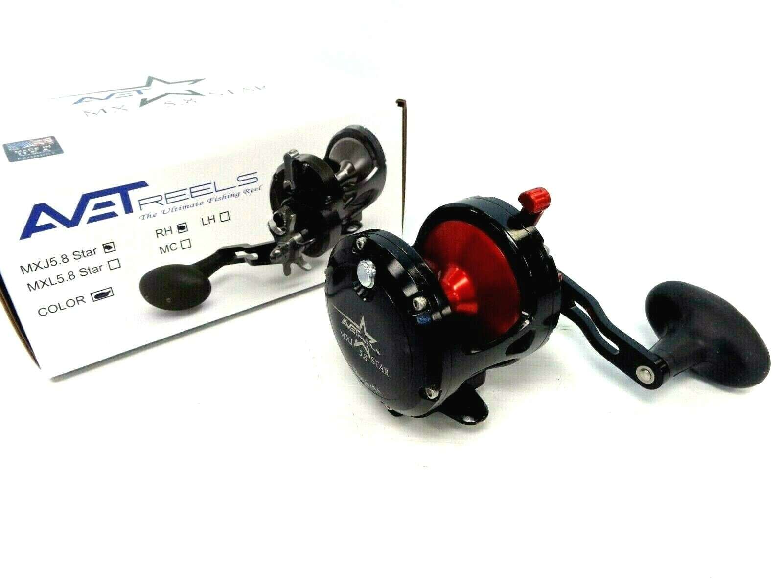Avet Star Drag MXJ5.8  Single Speed Casting Reel – Right Hand – BLACK RED