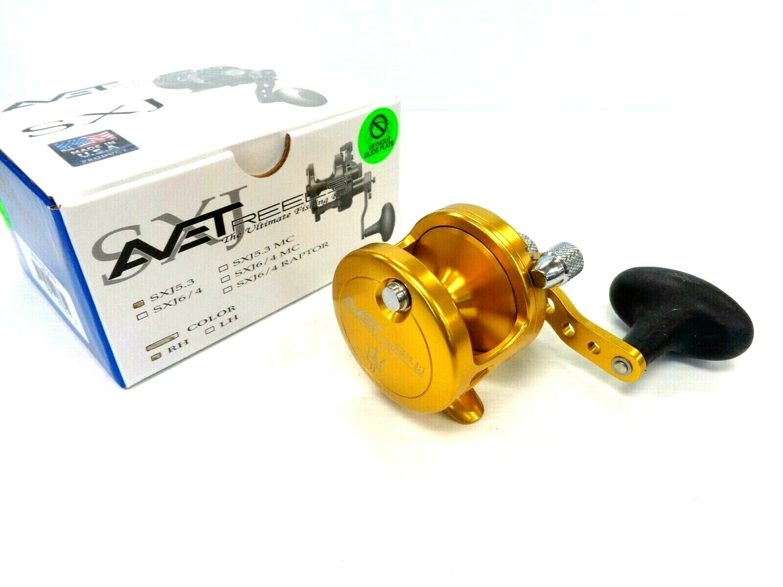 Avet SXJ5.3 G2 NGP Single Speed Lever Drag Reel – Right Hand – GOLD