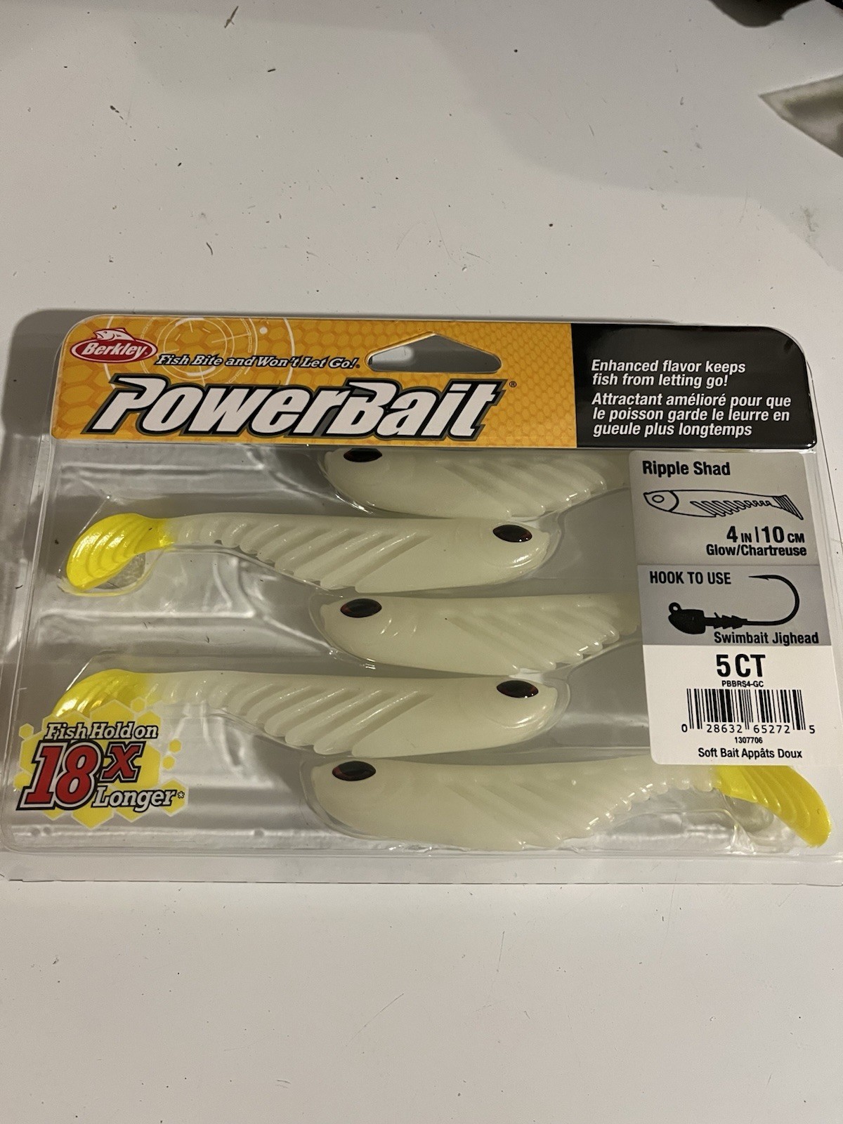Berkley Powerbait Ripple Shad 4 Inch Glow Chartreuse Soft Plastic Fishing Bait