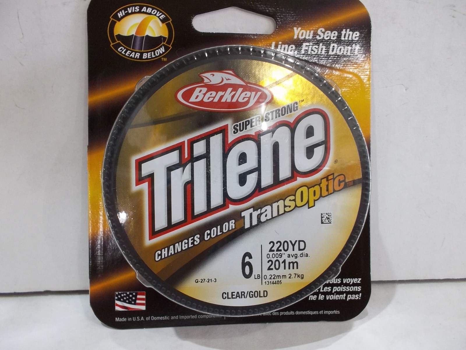 Berkley Trilene TransOptic fishing line 6 lb test 220 yards clear gold NIB