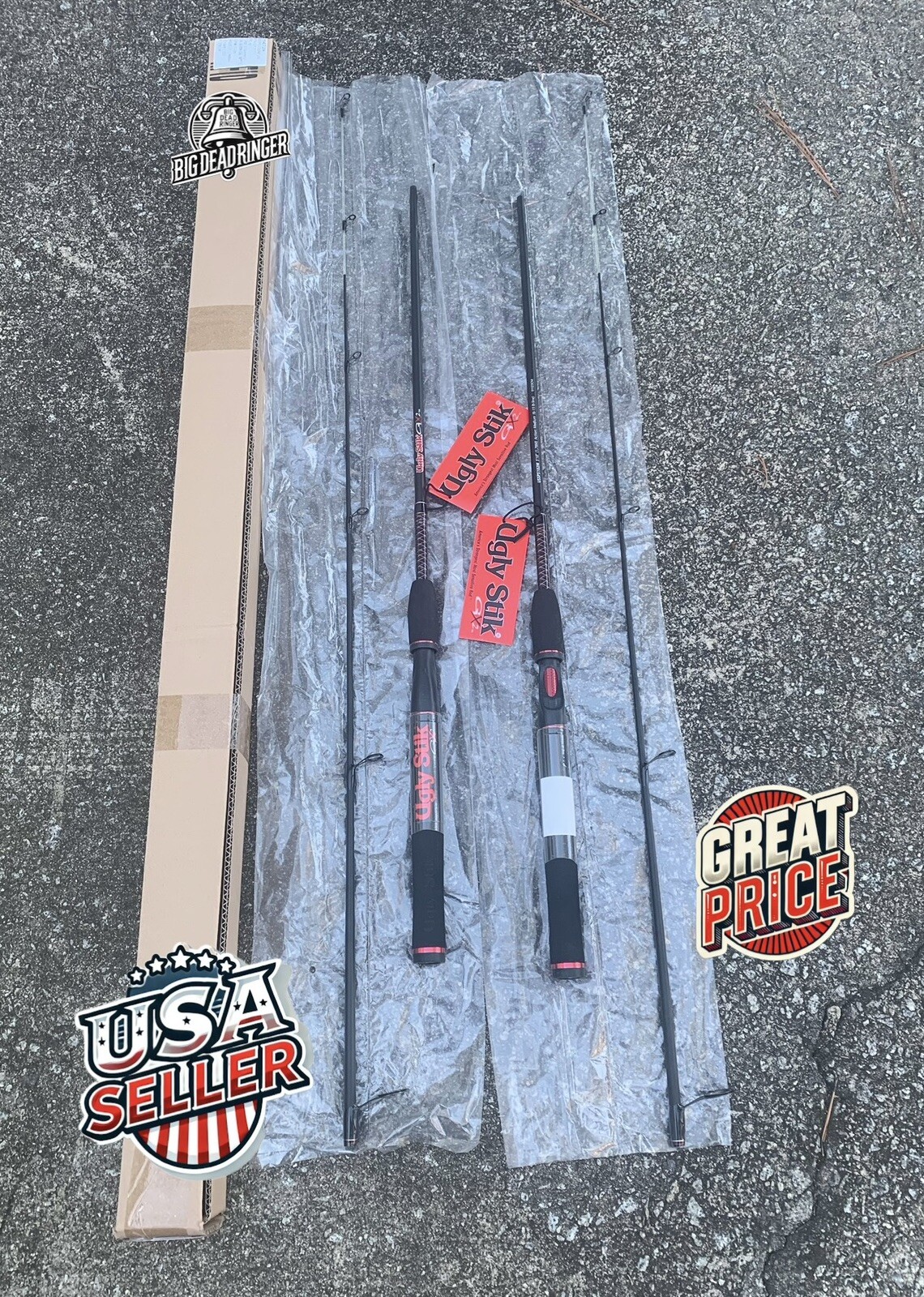 qty 2 GX2 Ugly Stik Spinning Rods 5’10” 2pc Medium US Seller