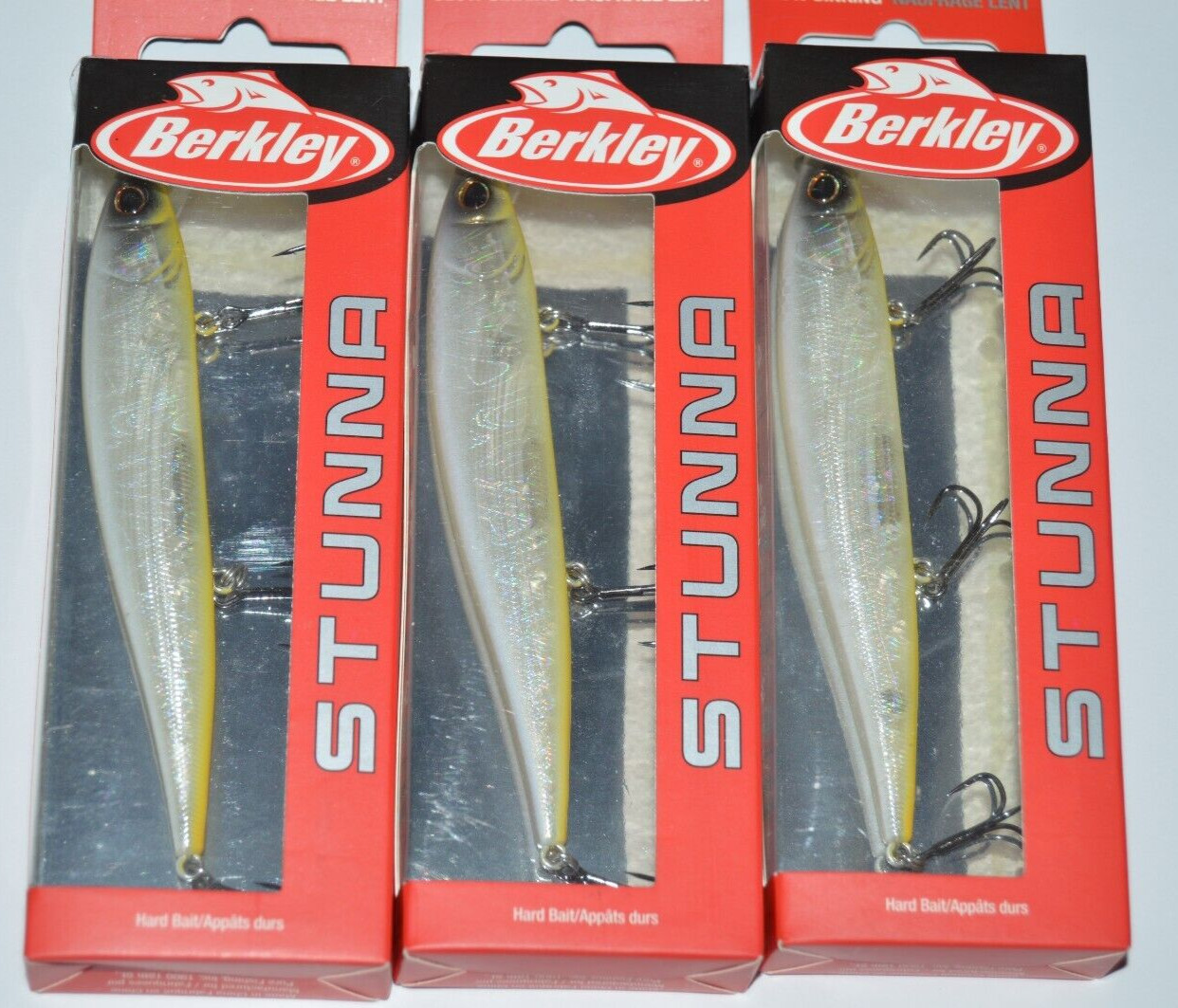 3 lures berkley stunna slow sinking jerkbait 4 3/8″ 1/2oz hankie pankie