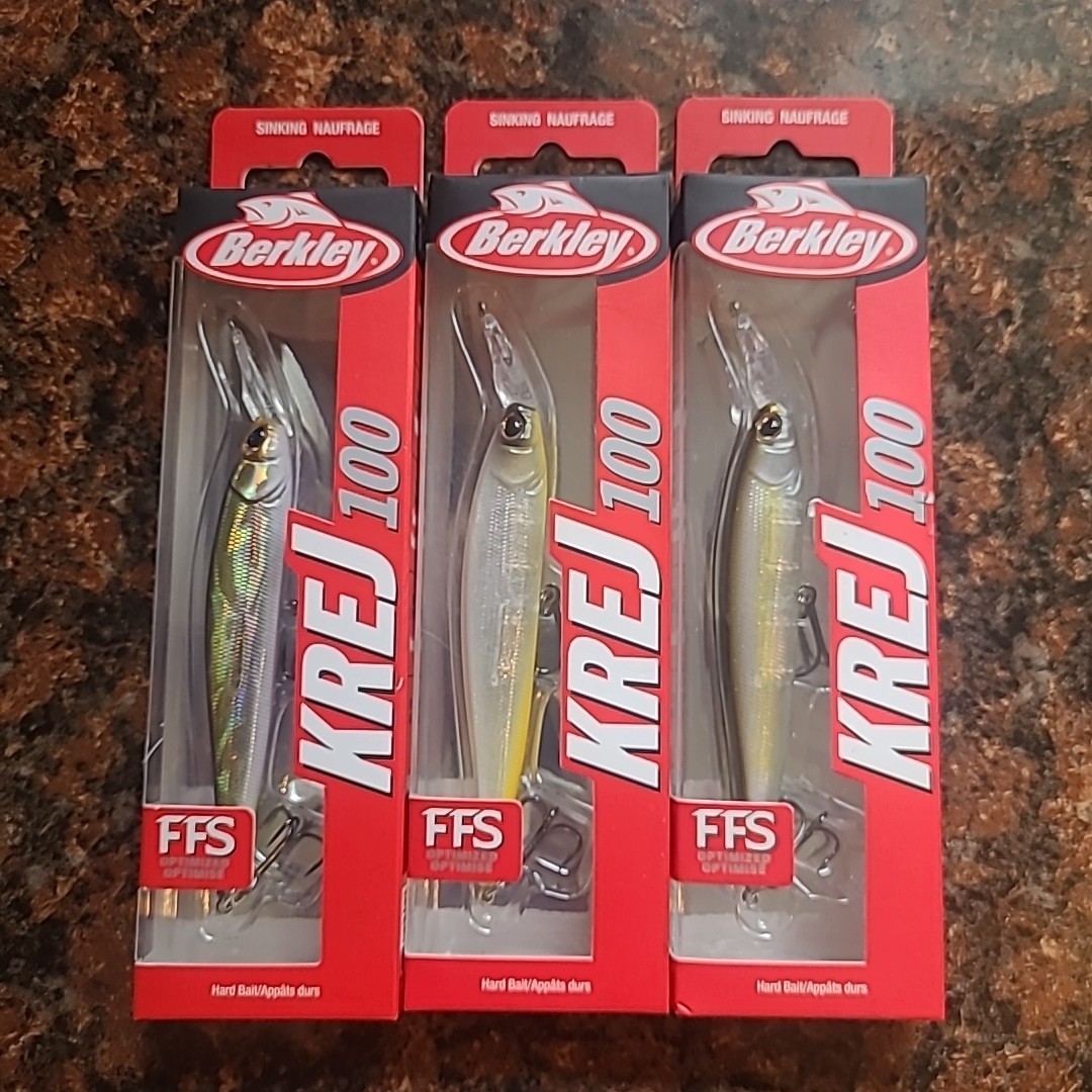 LOT OF 3 Berkley KREJ 100 Jerkbaits Great For Bass!! Livescope Enhanced New!