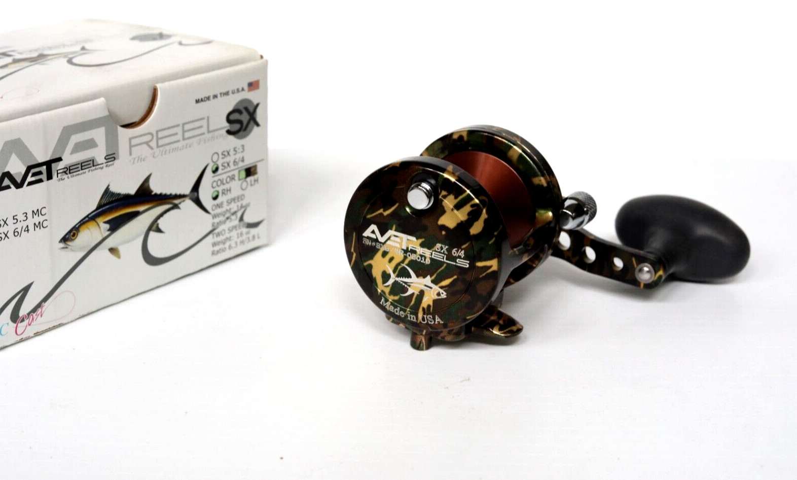 Avet SX6/4 Two-Speed Lever Drag Reel SX6/4 – Right Handed – GREEN CAMO – New