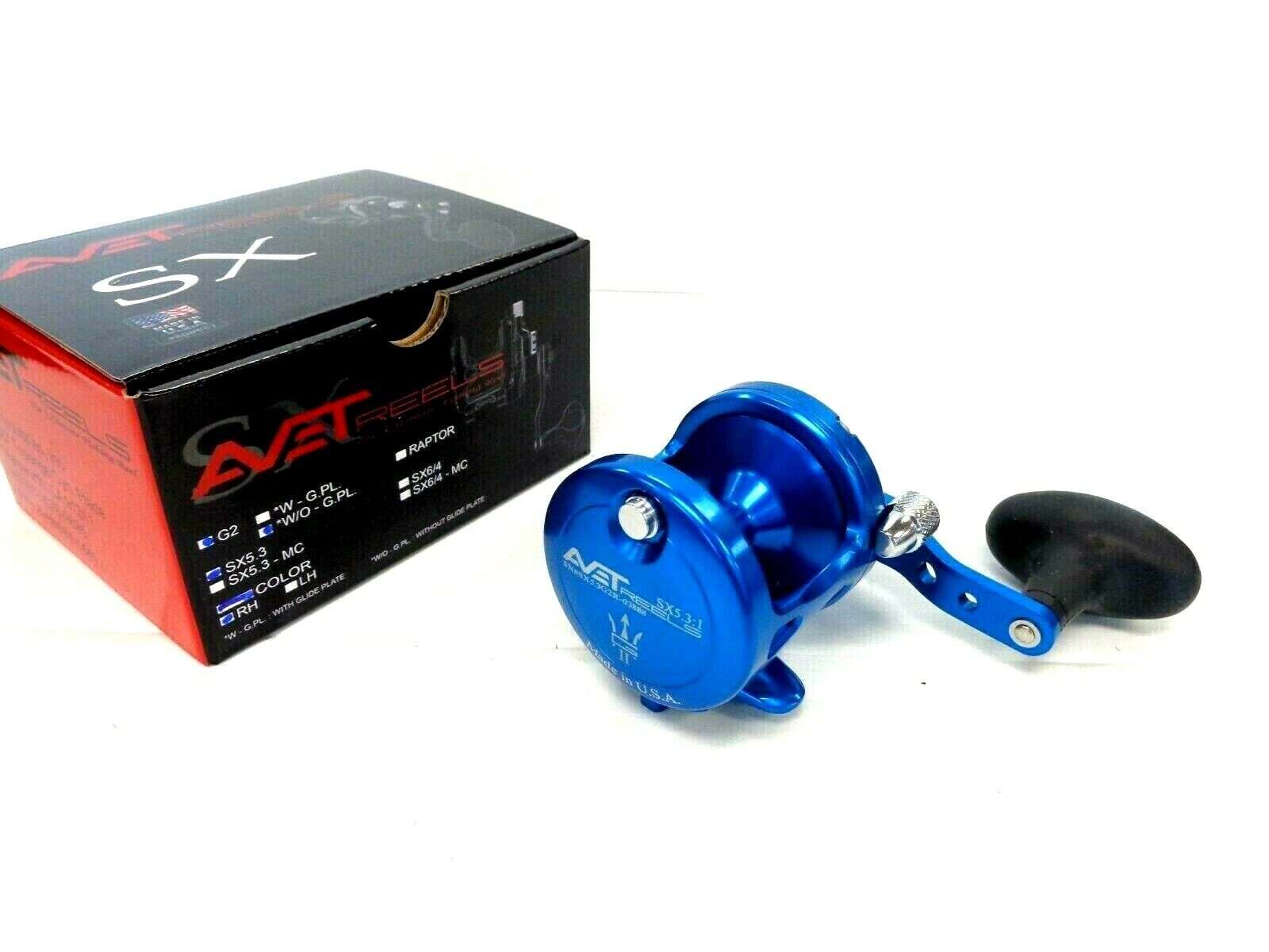 Avet SX5.3 G2 NGP Single Speed Lever Drag Reel – Right Hand – BLUE