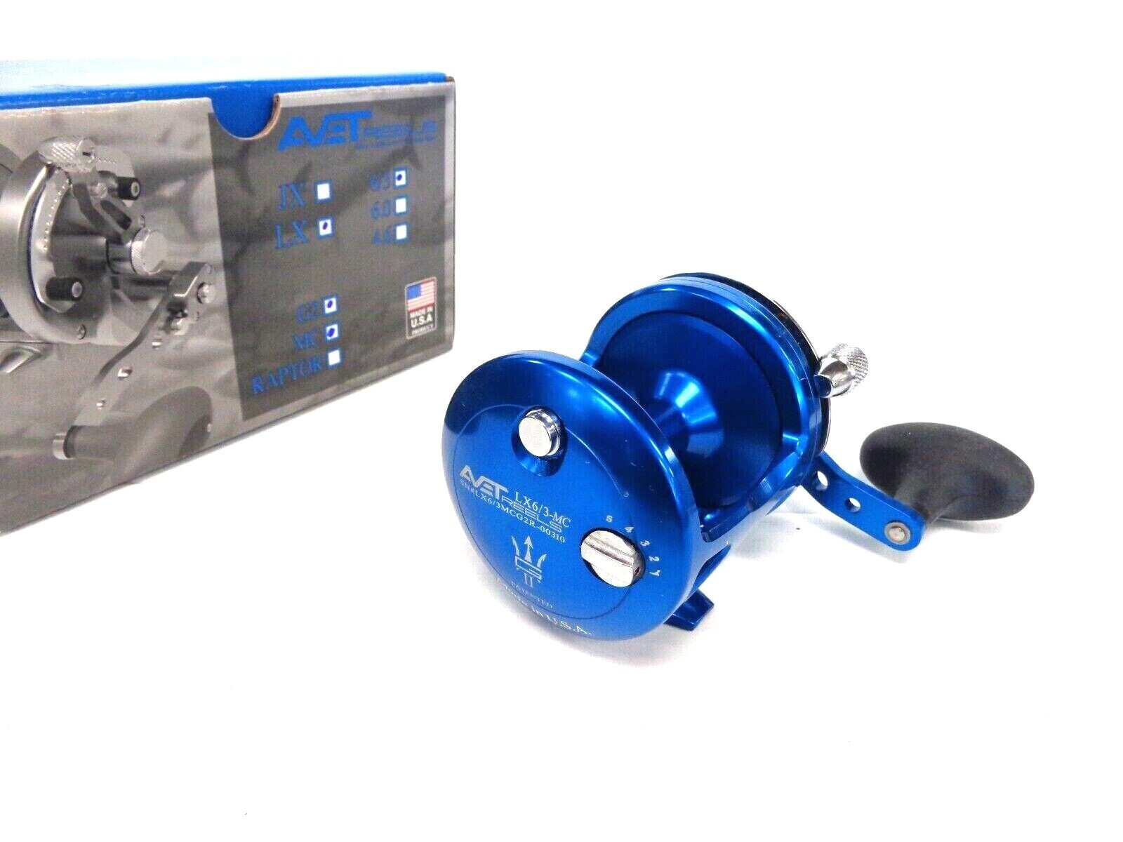 Avet LX6/3 G2 MC Cast Two-Speed Lever Drag Reel – Right Hand – BLUE