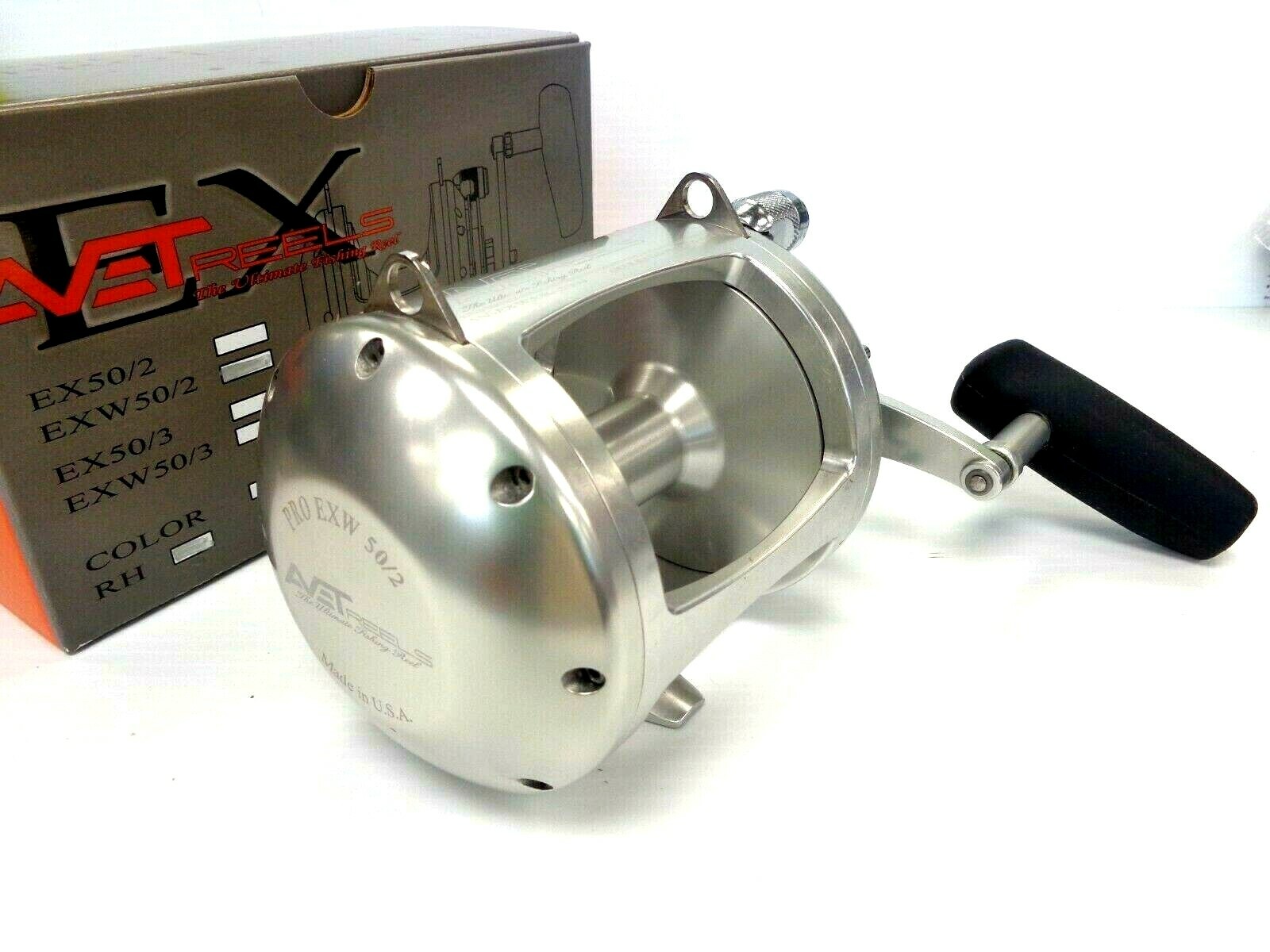 Avet EXW50/2 Two-Speed Lever Drag Reel – SILVER – Right Handed