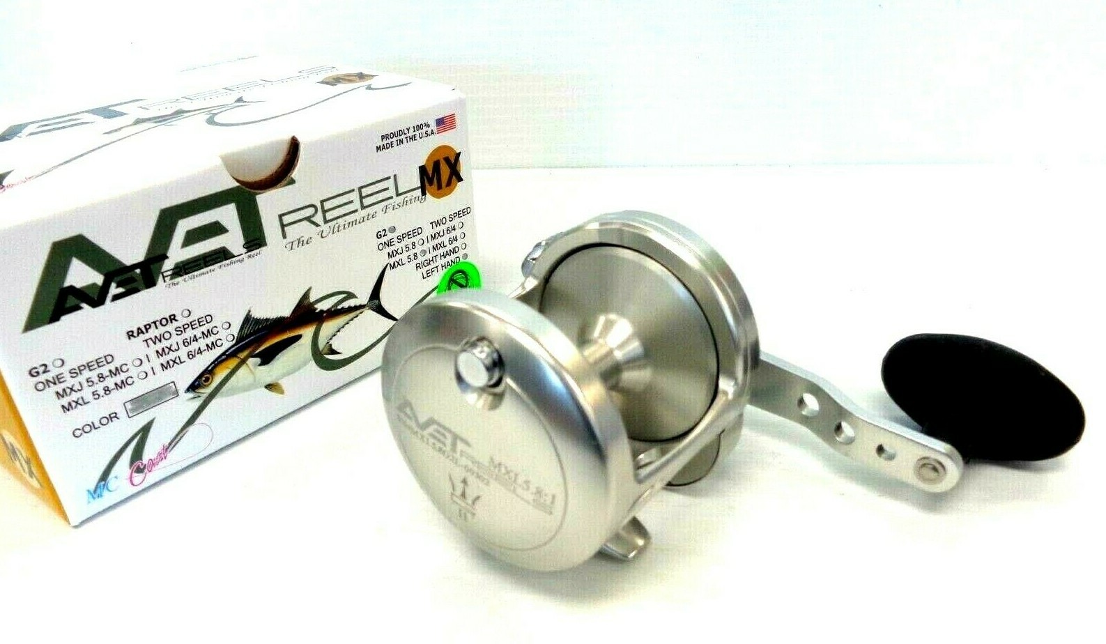 Avet MXL5.8 G2 NGP Single Speed Lever Drag Reel – Right Handed – SILVER
