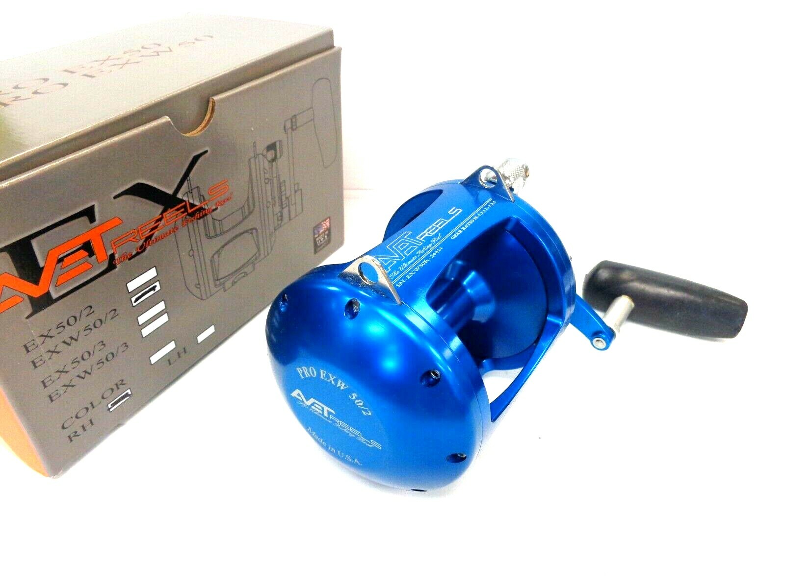 Avet EXW50/2 Two-Speed Lever Drag Big Game Reel EXW 50/2 – BLUE Right Hand NEW