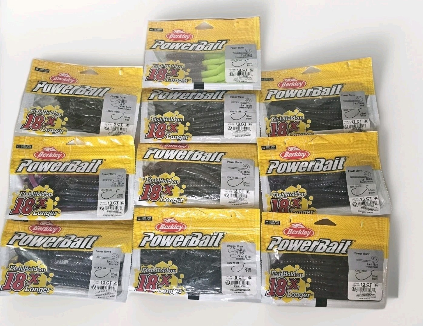 10 PACK VARIETY Berkley PowerBait Power Worms Fishing Plastics Free Shipping