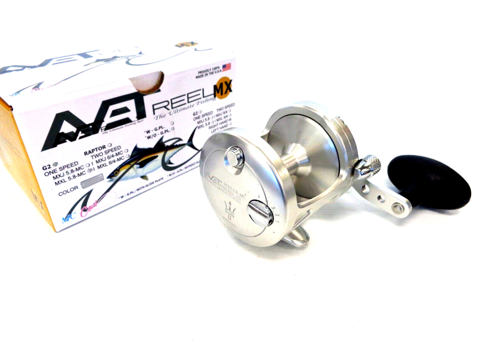 Avet MXL5.8 G2 NGP MC Cast Single Speed Lever Drag Reel – Right Handed – SILVER