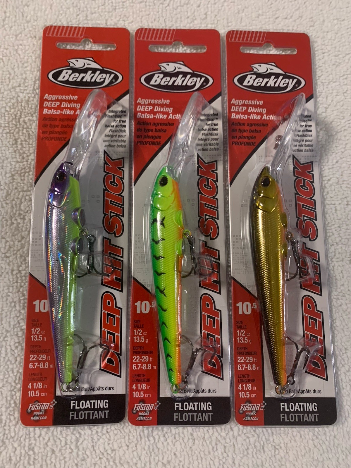 (LOT OF 3) BERKLEY DEEP HIT STICK 10.5  1/2oz. MULTIPLE COLORS NIP FLOATING