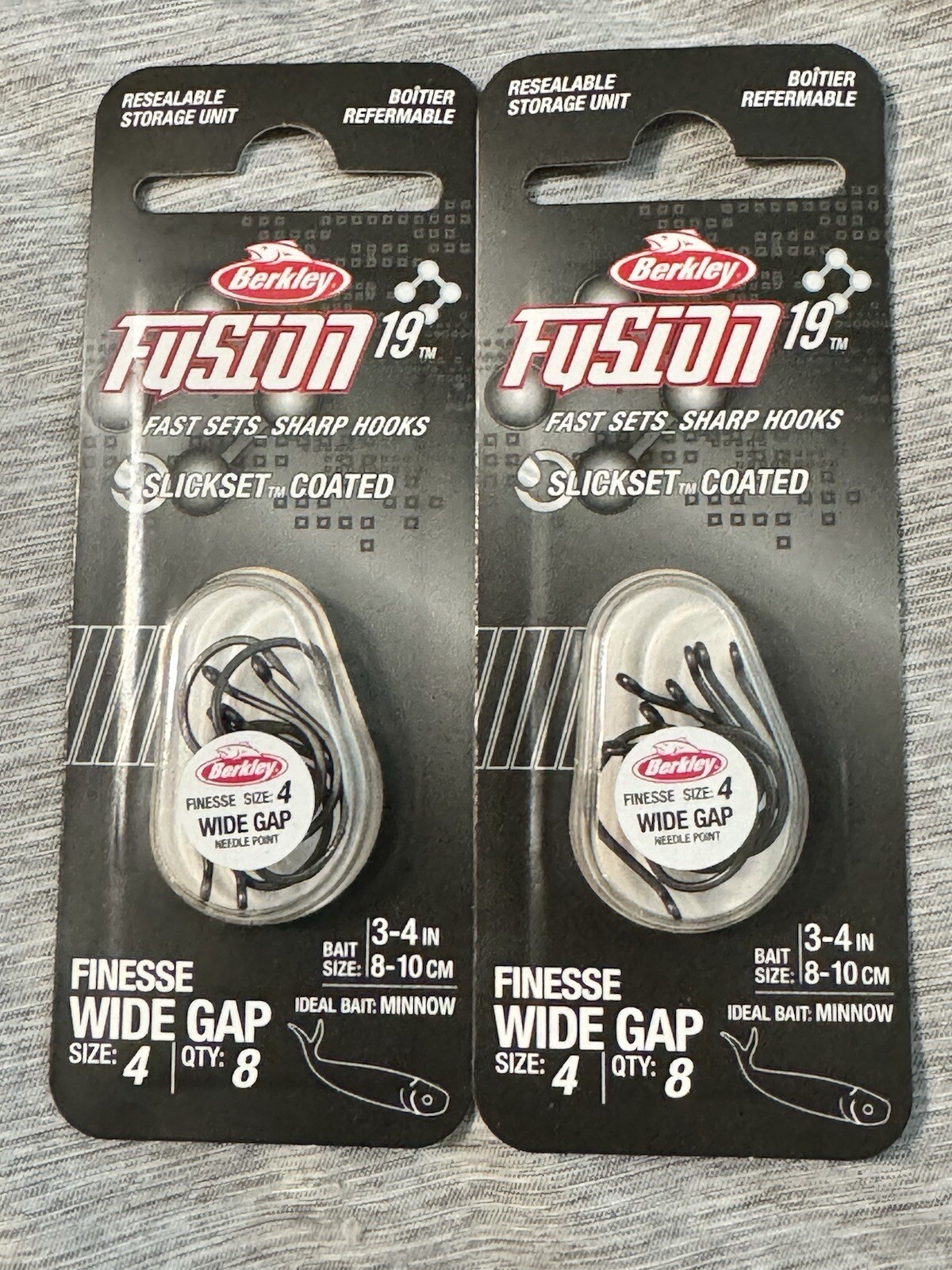 Lot of 2  Berkley Finesse Wide Gap Fusion 19 Hooks Size 4