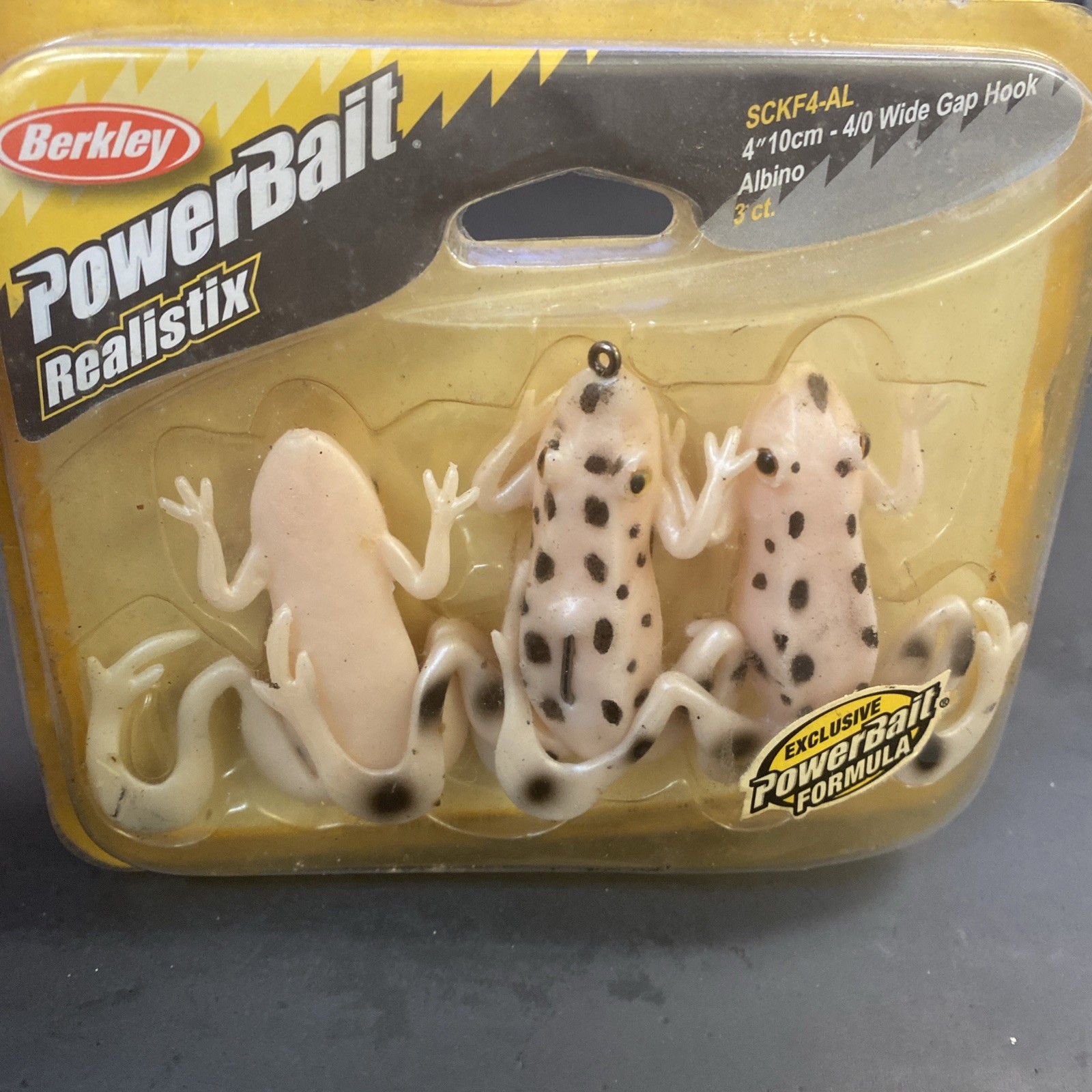 Vintage Berkley Powerbait Kicker Frog 4″ Soft Plastic Bait – Albino