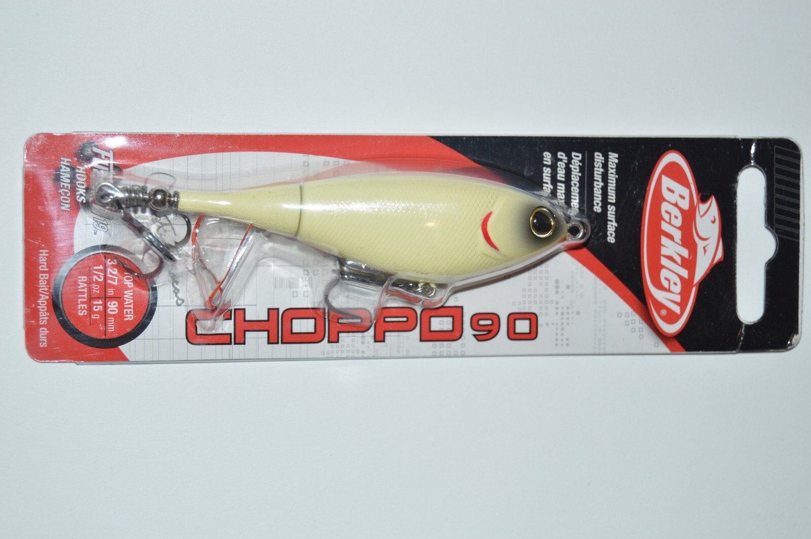 berkley choppo 90 bass surface lure 3 2/7″ 1/2oz rattles bone