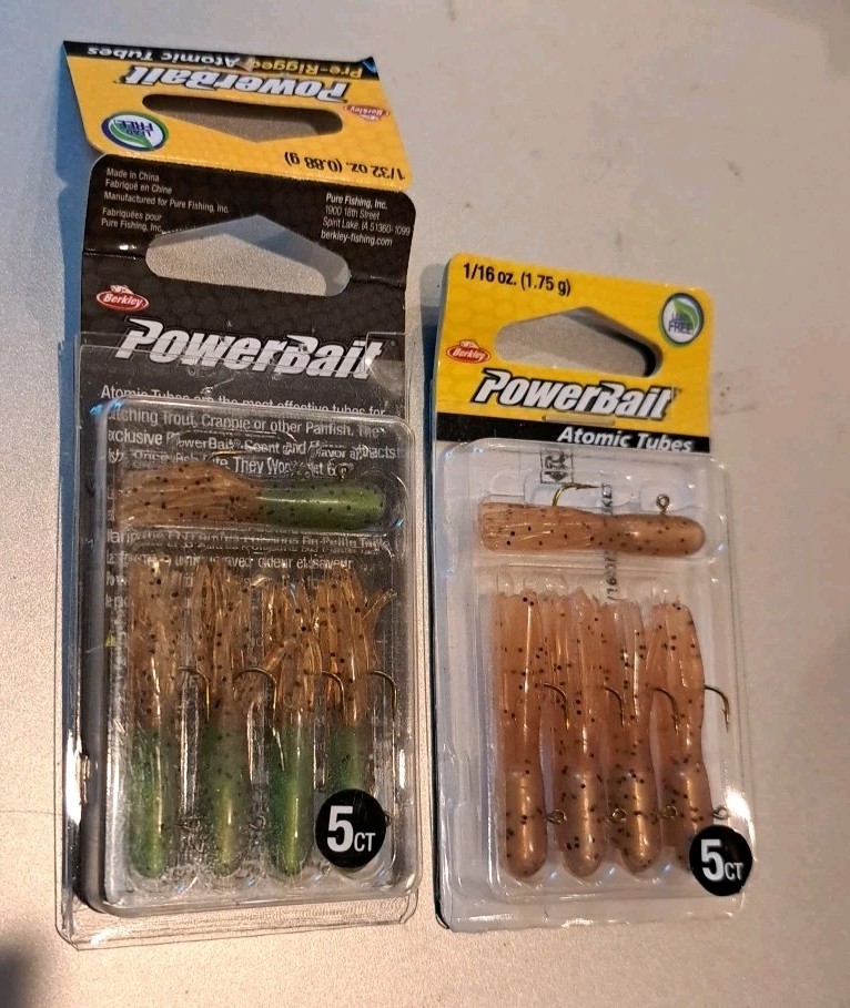 2 PACKS Berkley PowerBait Pre-Rigged Atomic Tubes , Cricket, 1/32oz (10 ct)