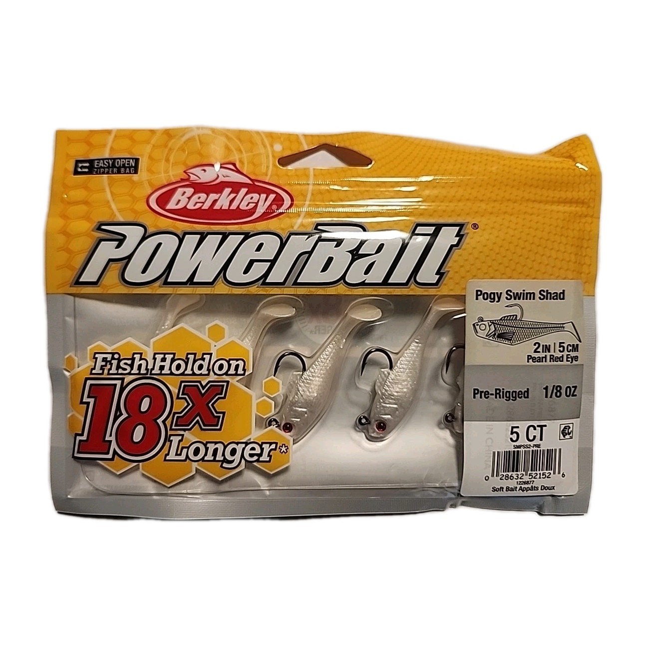 Berkley Powerbait Pogy Swim Shad 2” Pearl Red Eye