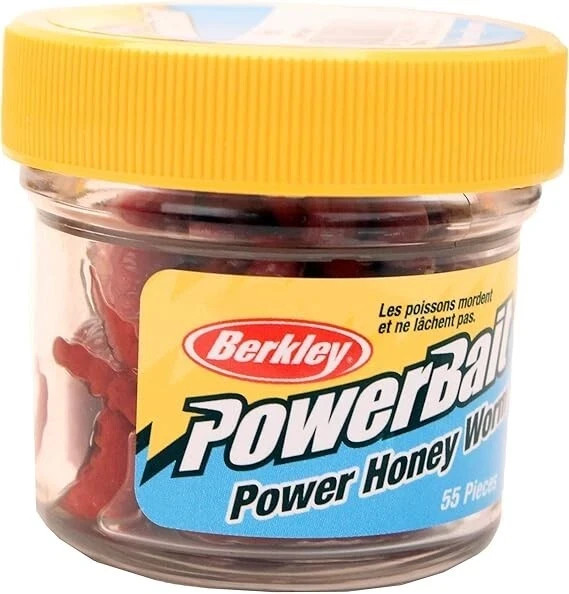 Berkley PowerBait Power Honey Worms Fishing Bait 1-Inch Red, 55 Count