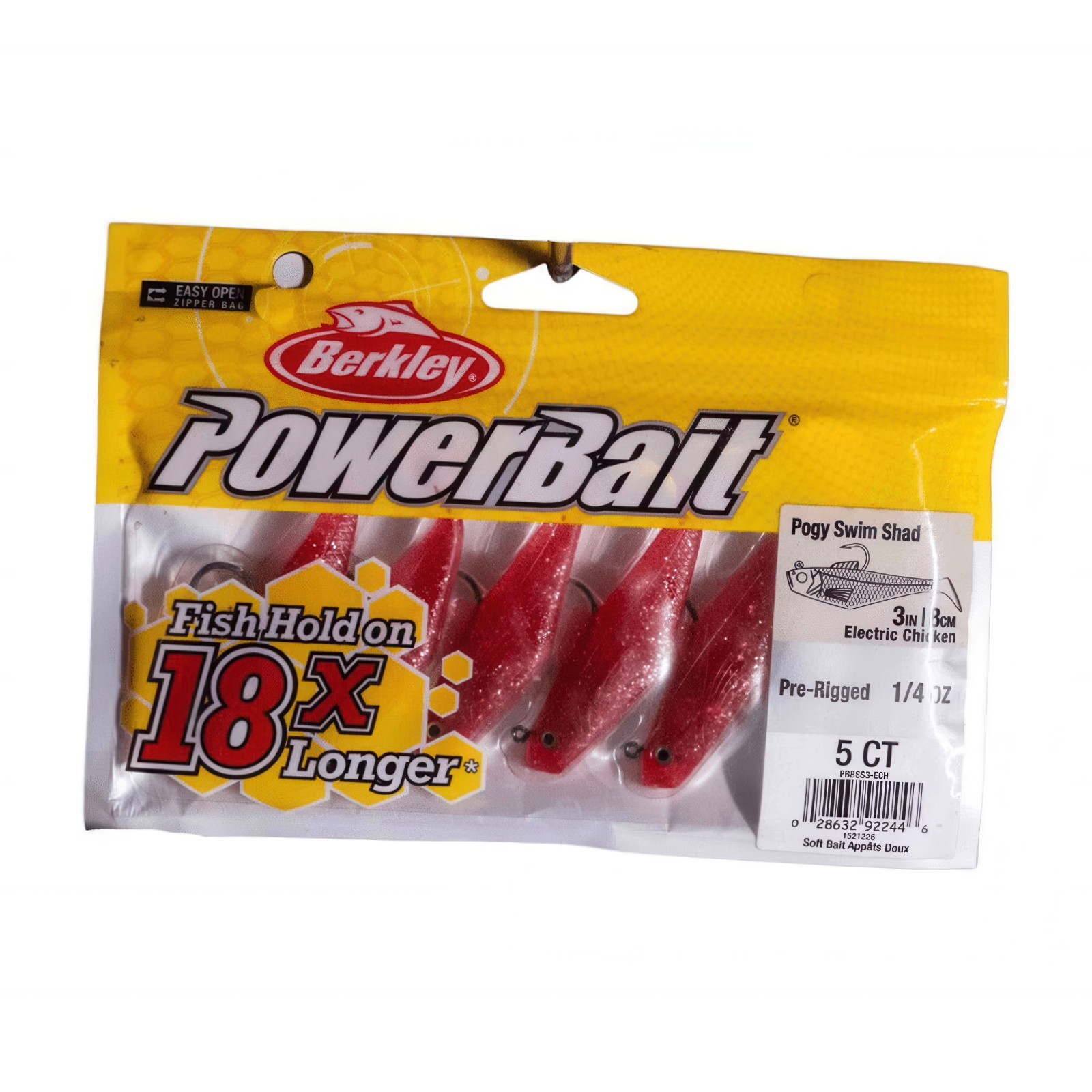 Berkley PowerBait Pogy Swim Shad 3in 1/4oz 5ct Free Shipping