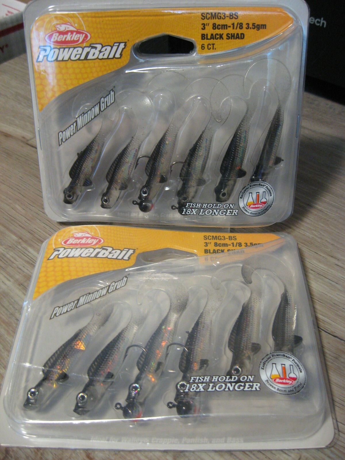 2 Packs Berkley 3″ Power Minnow Grubs 2 Pre-rigged Soft Fishing Baits Black Shad
