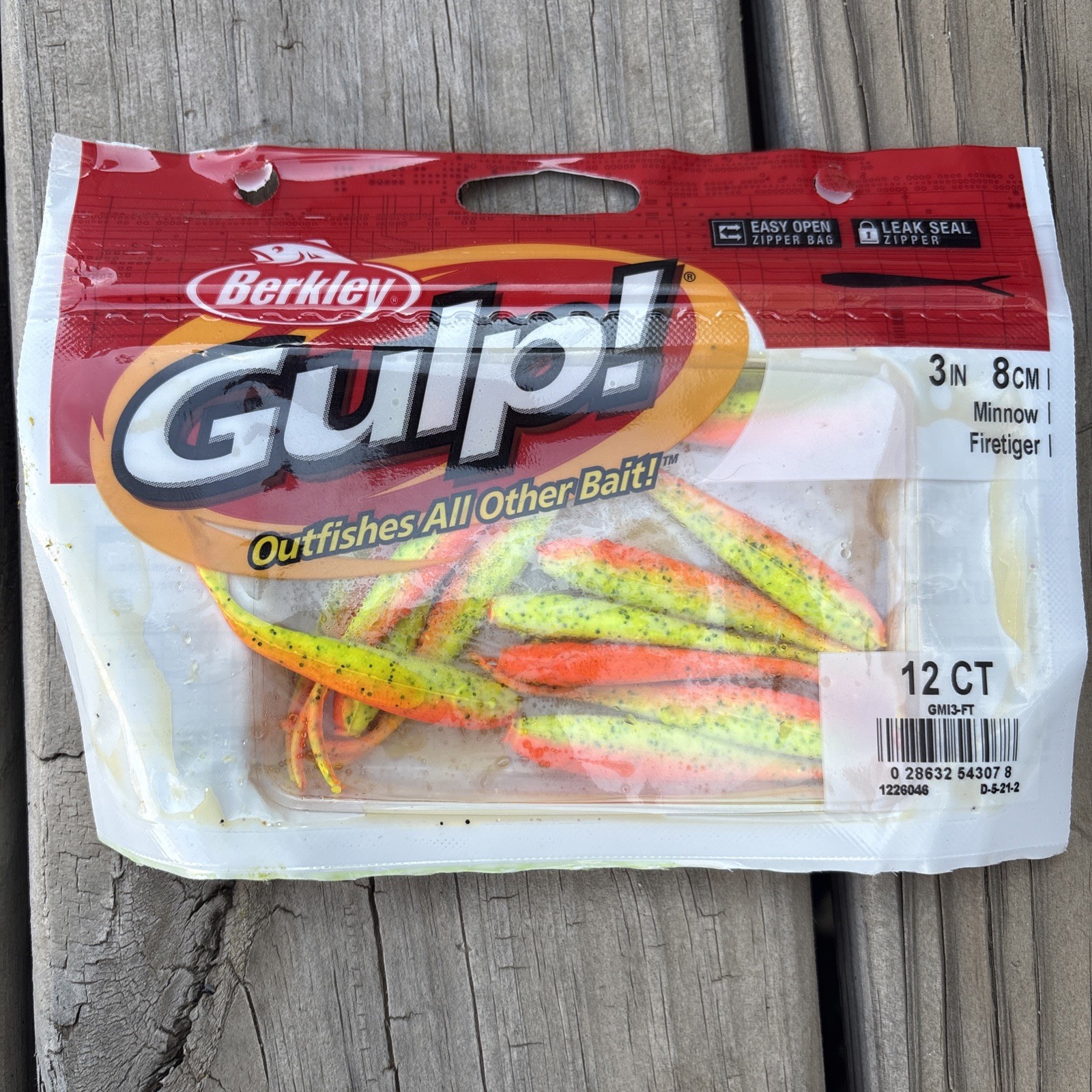 Berkley Gulp Minnow  3″ – 12 Pk Fire Tiger Drop Shot Minnows Bass Perch  Crappie