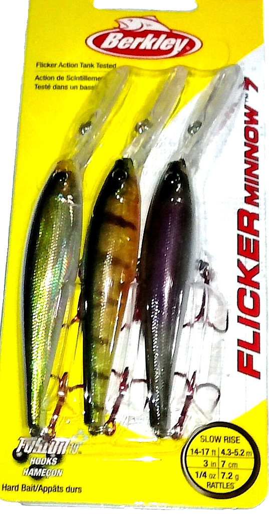 Berkley #7  Flicker Minnow Crankbaits (3-Pk-Nebu/Perch/Wakasagi)