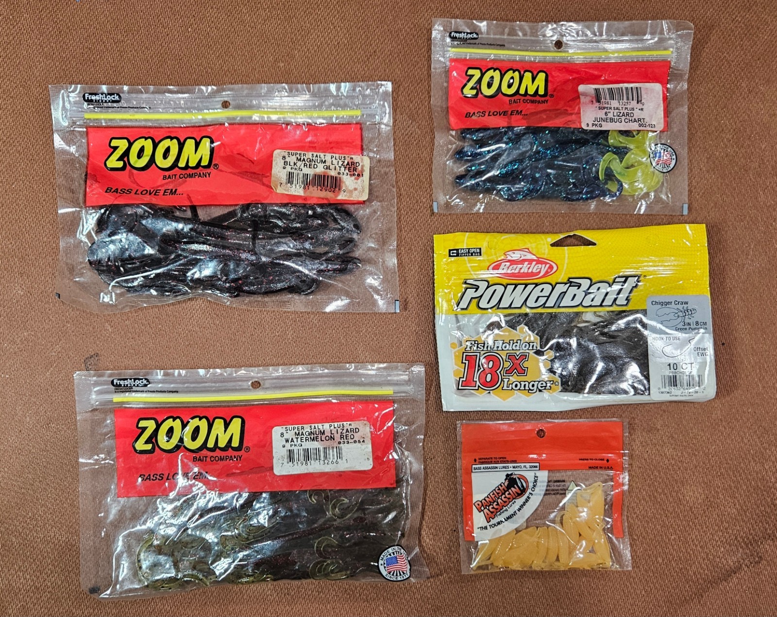 Lot of Zoom Berkley Powerbait & Panfish Assassin soft plastic fishing lures USA