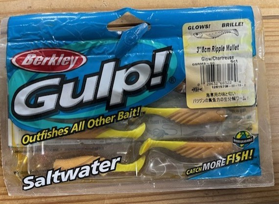 Berkley Gulp Saltwater 3″ Glow/Chartreuse Ripple Mullet 6ct