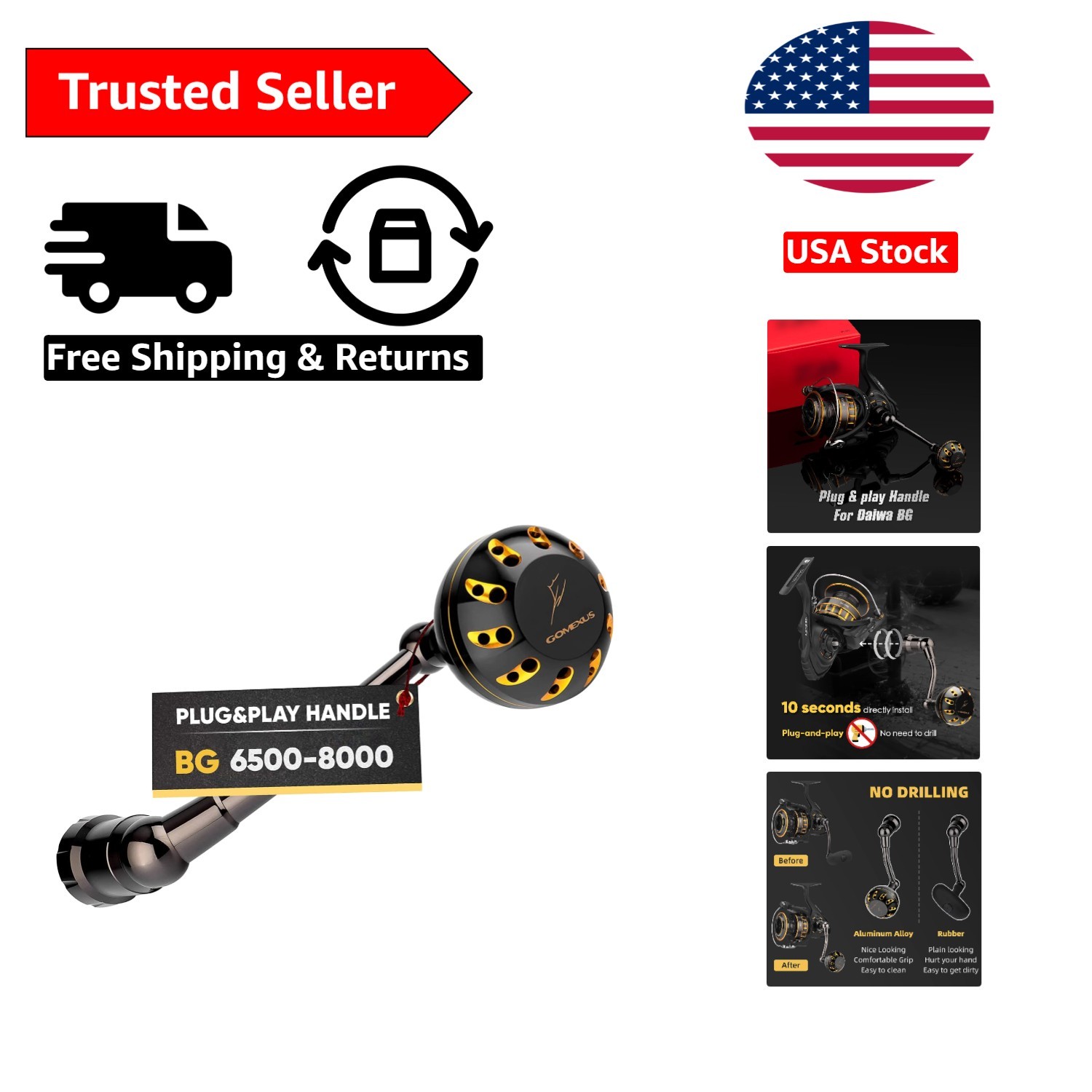 Comfortable Round Knob Handle for Daiwa BG Reels – Enhanced Torque 87mm