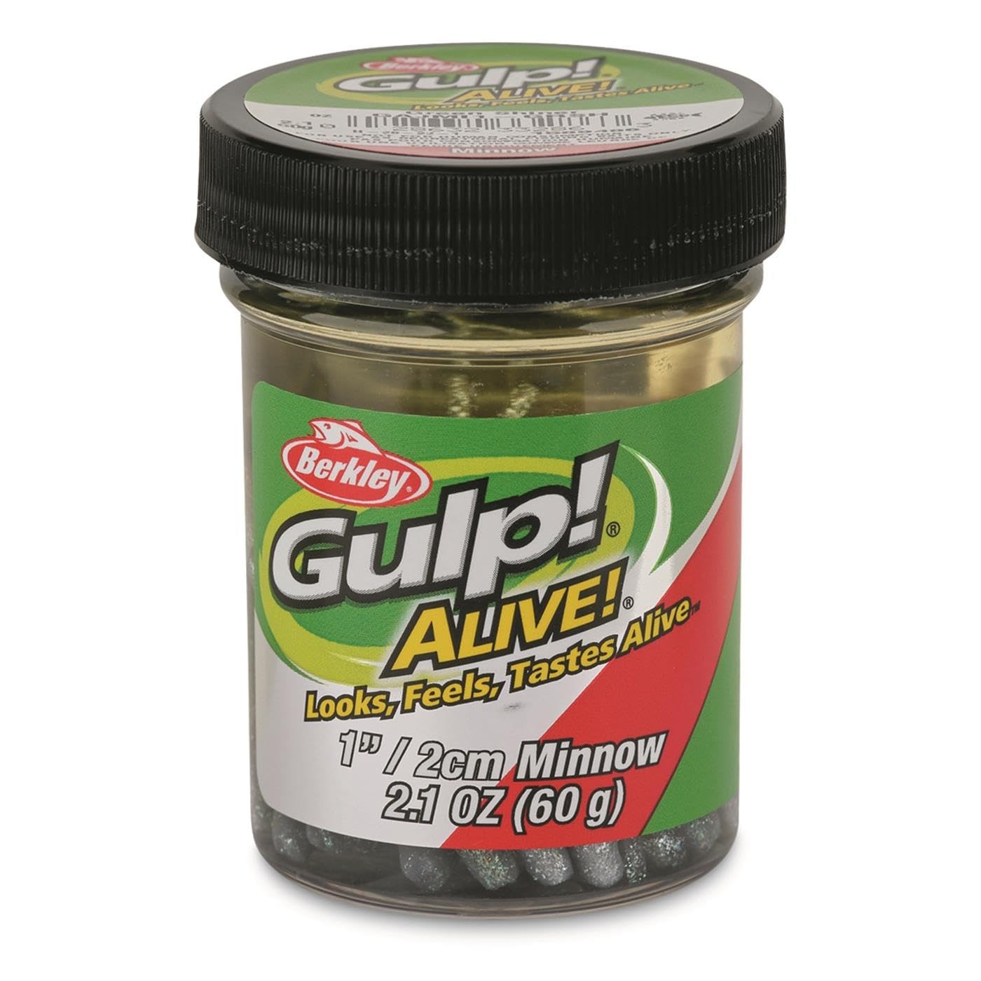 Berkley Gulp! Alive! Minnow Fishing Soft Bait 1in – Jar, Green Shiner