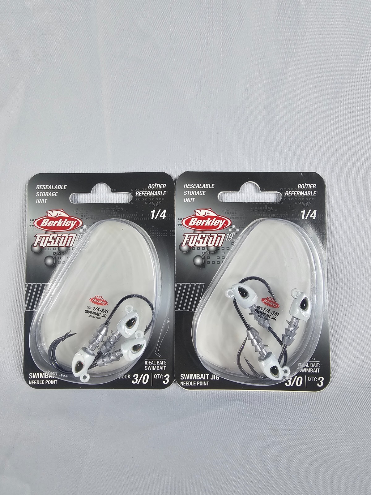 X2 Lot Of Berkley Fusion19 Swimbait Jigheads Needle Point Size/Color Options