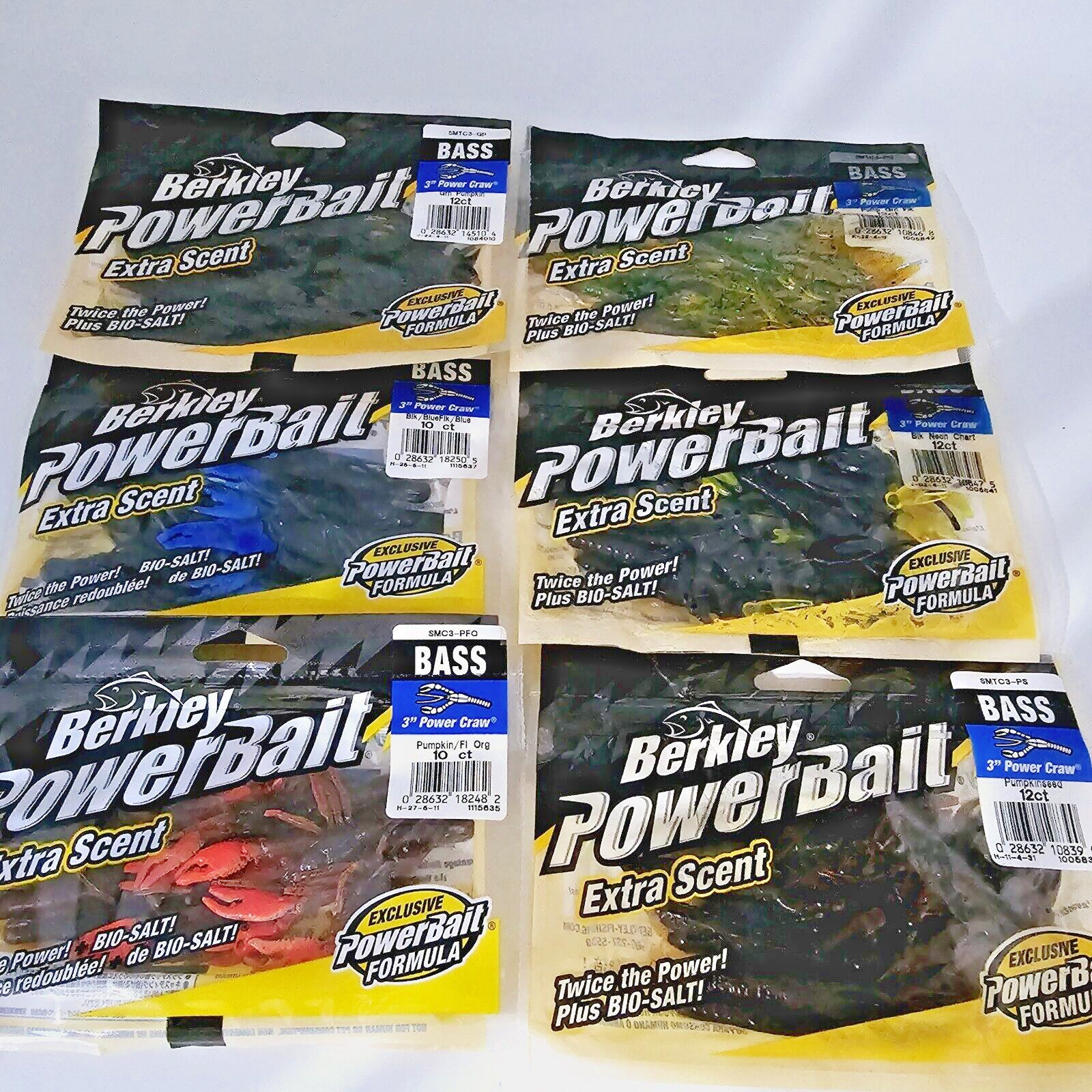 Berkley PowerBait Extra Scent Bio Salt 3″ Power Craw 10 Count Or 12 Ct You Pick