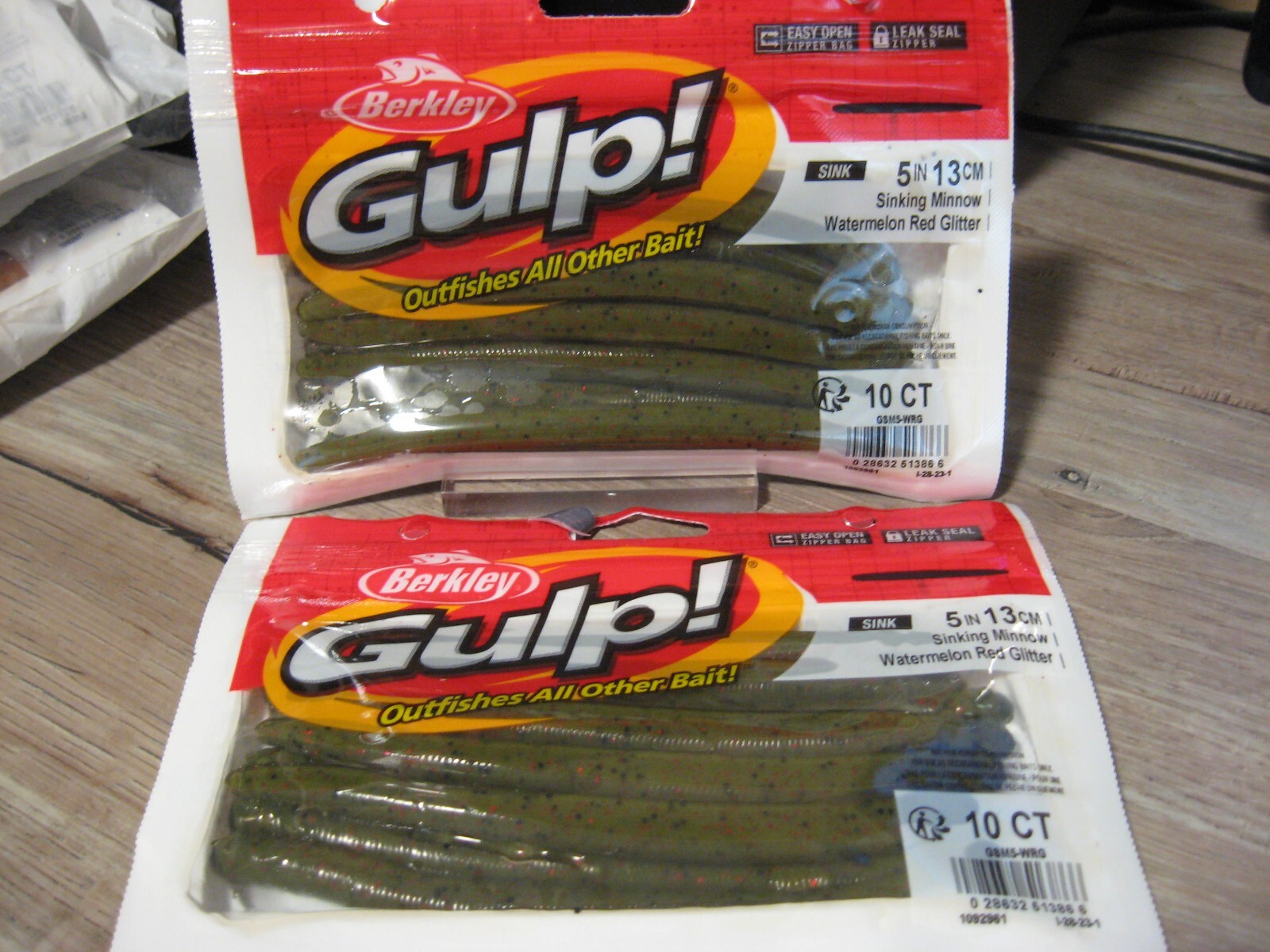 2 Packs Berkley Gulp Fishing Baits – 5″ Sinking Minnow Worms – Watermelon Red GL