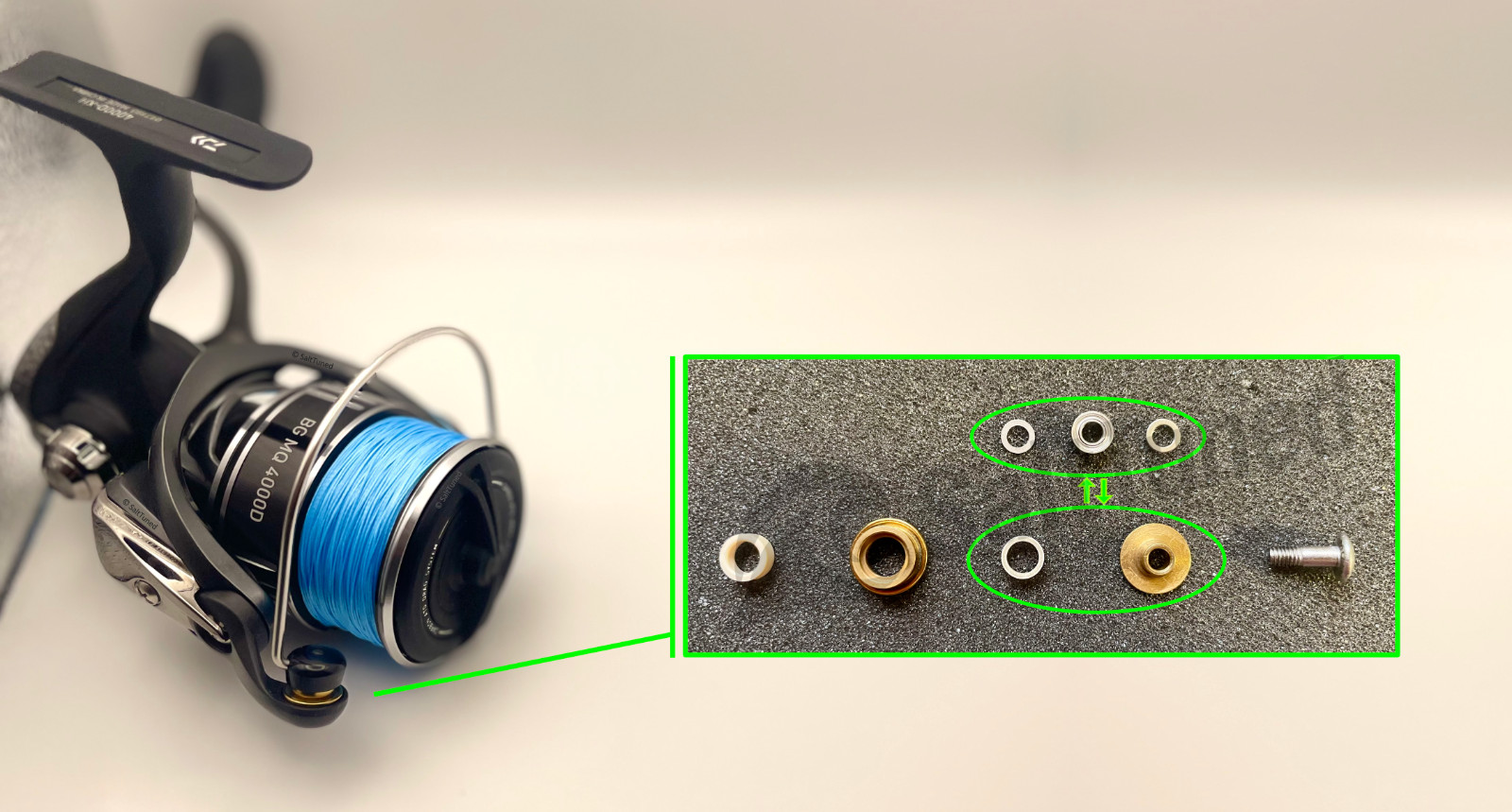 DAIWA black gold BG MQ 2500D-H/3000D-XH/4000D-XH line roller bearing UPGRADE kit