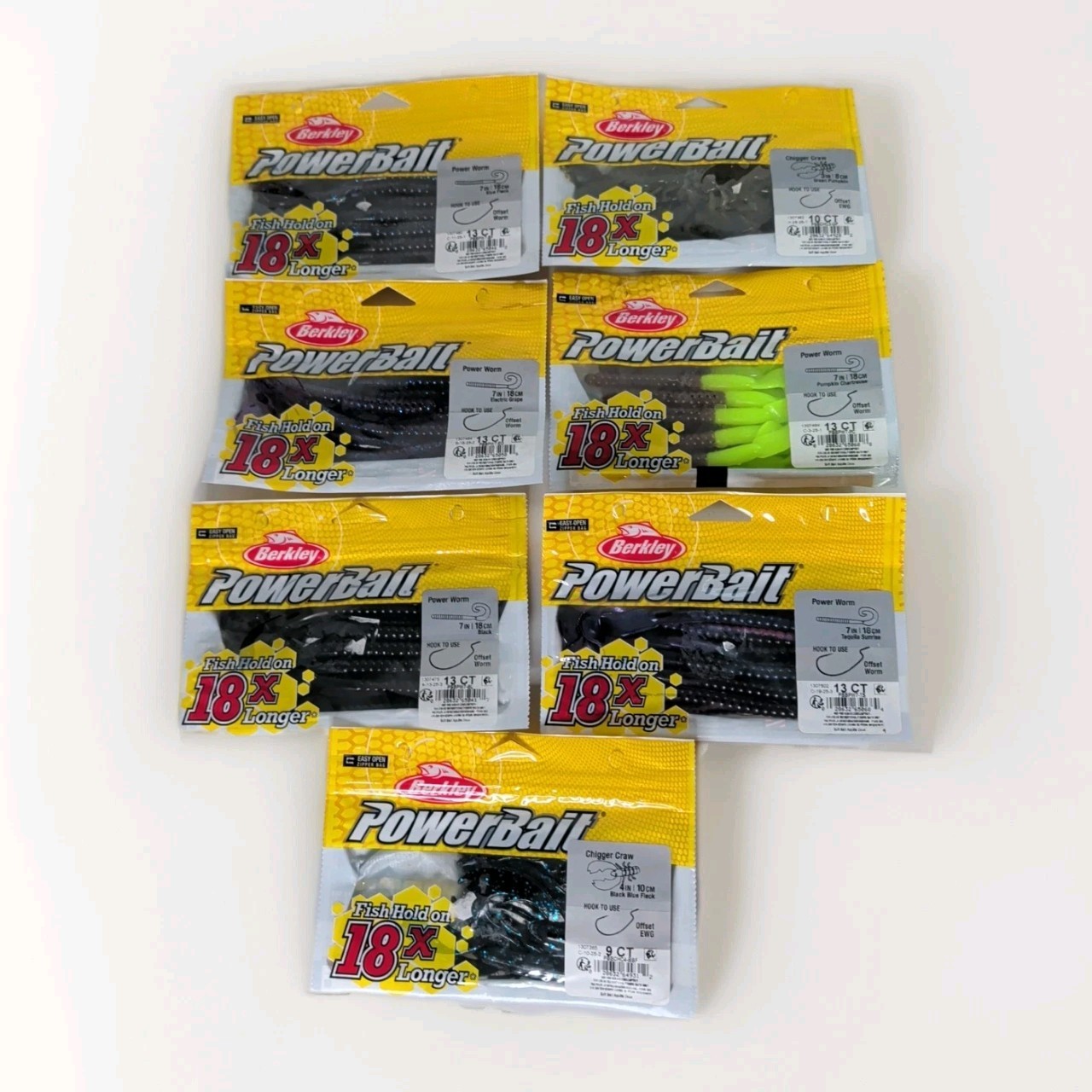 8 PACK VARIETY Berkley PowerBait Power Worms Fishing Plastics Free Shipping