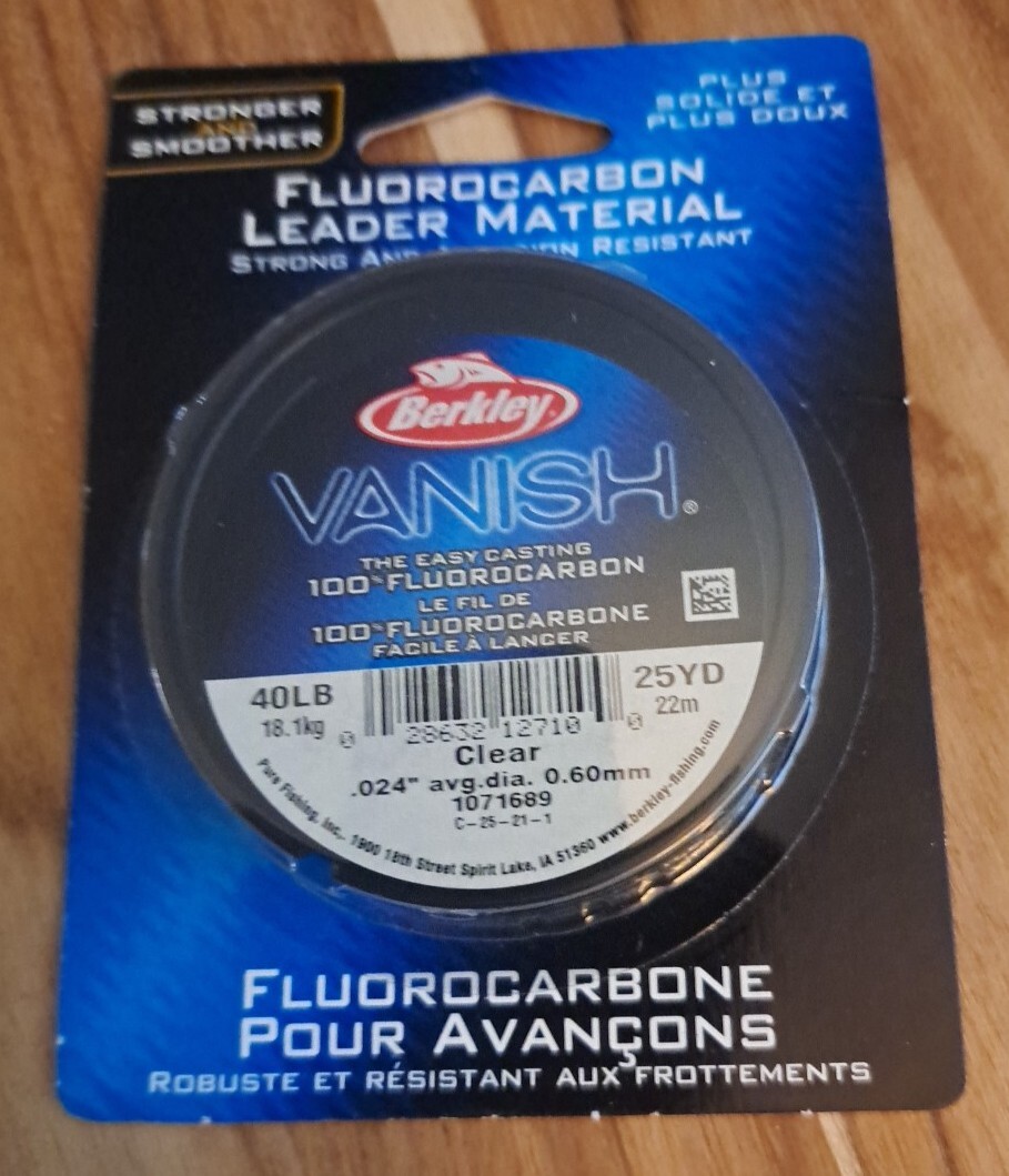 Berkley Vanish 100 Percent Fluorocarbon Leader Material 40 Lb Test 25 Yds Clear