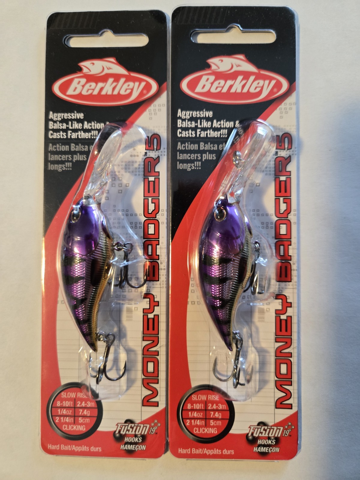 Lot of 2-Berkley Money Badger Crankbaits SZ 5, 2-1/4″, 1/4 oz Viking Bass